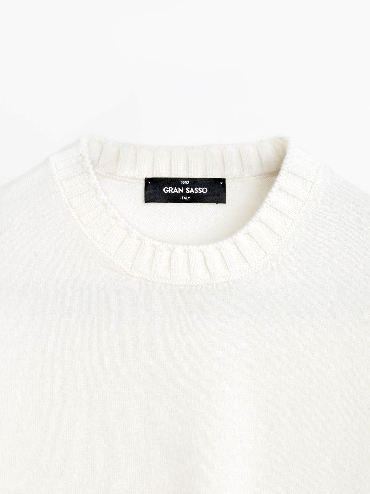 Cream Felted Cashmere Crewneck Sweater
