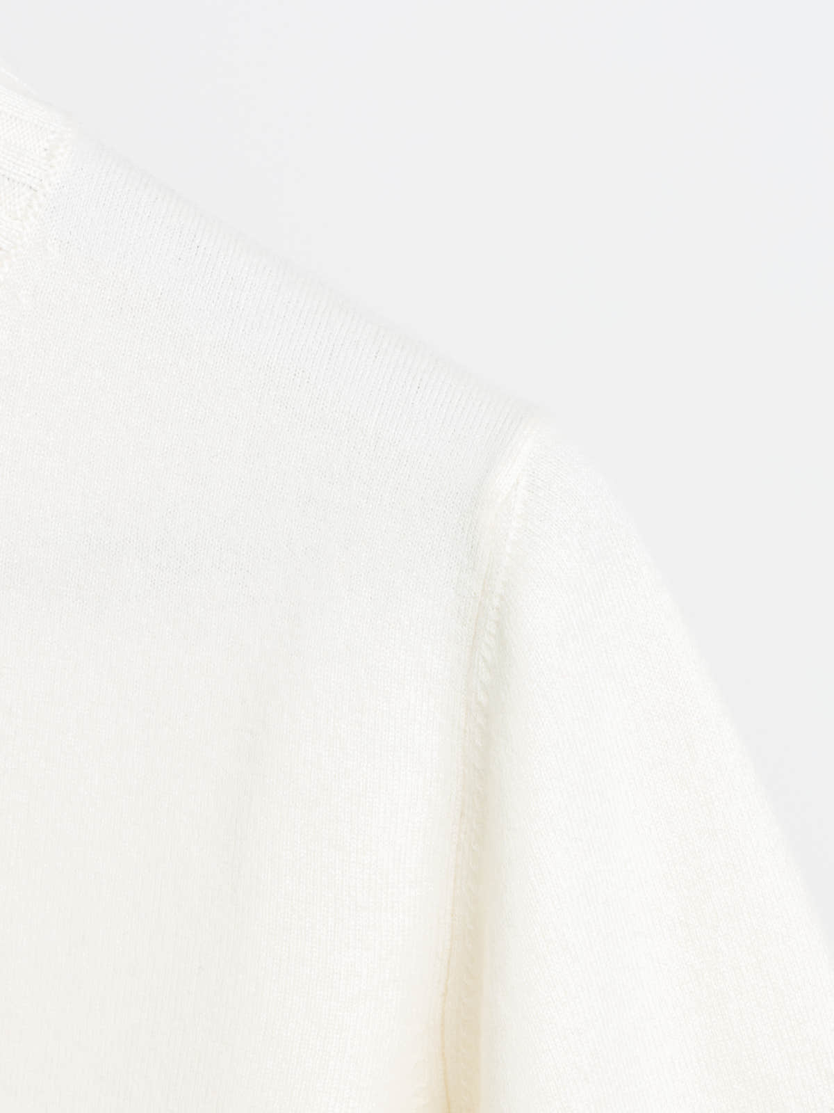 Cream Felted Cashmere Crewneck Sweater