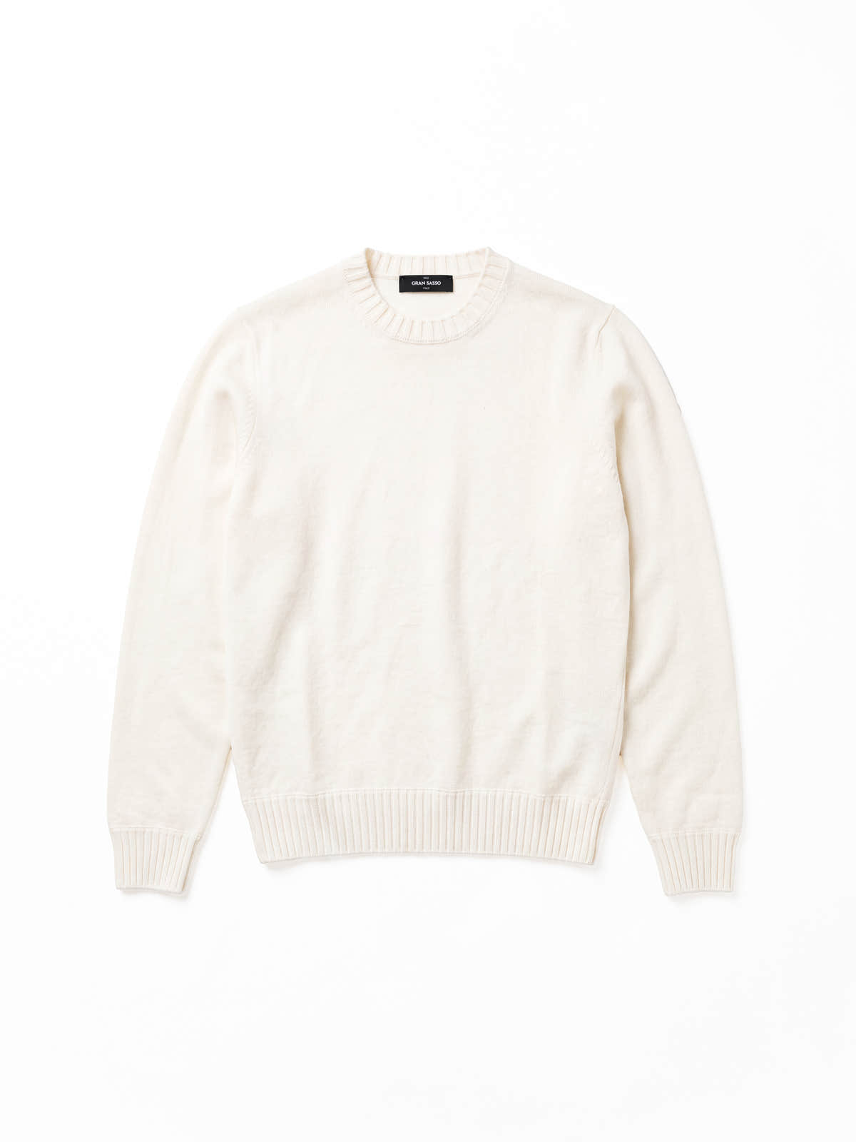 Cream Felted Cashmere Crewneck Sweater