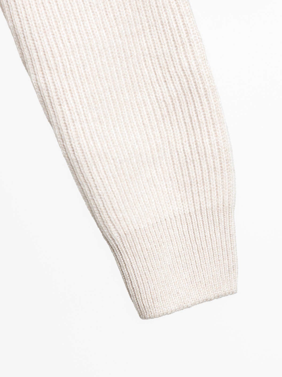 Cream Pearl Rib Stitch Cashmere Full Zip Cardigan