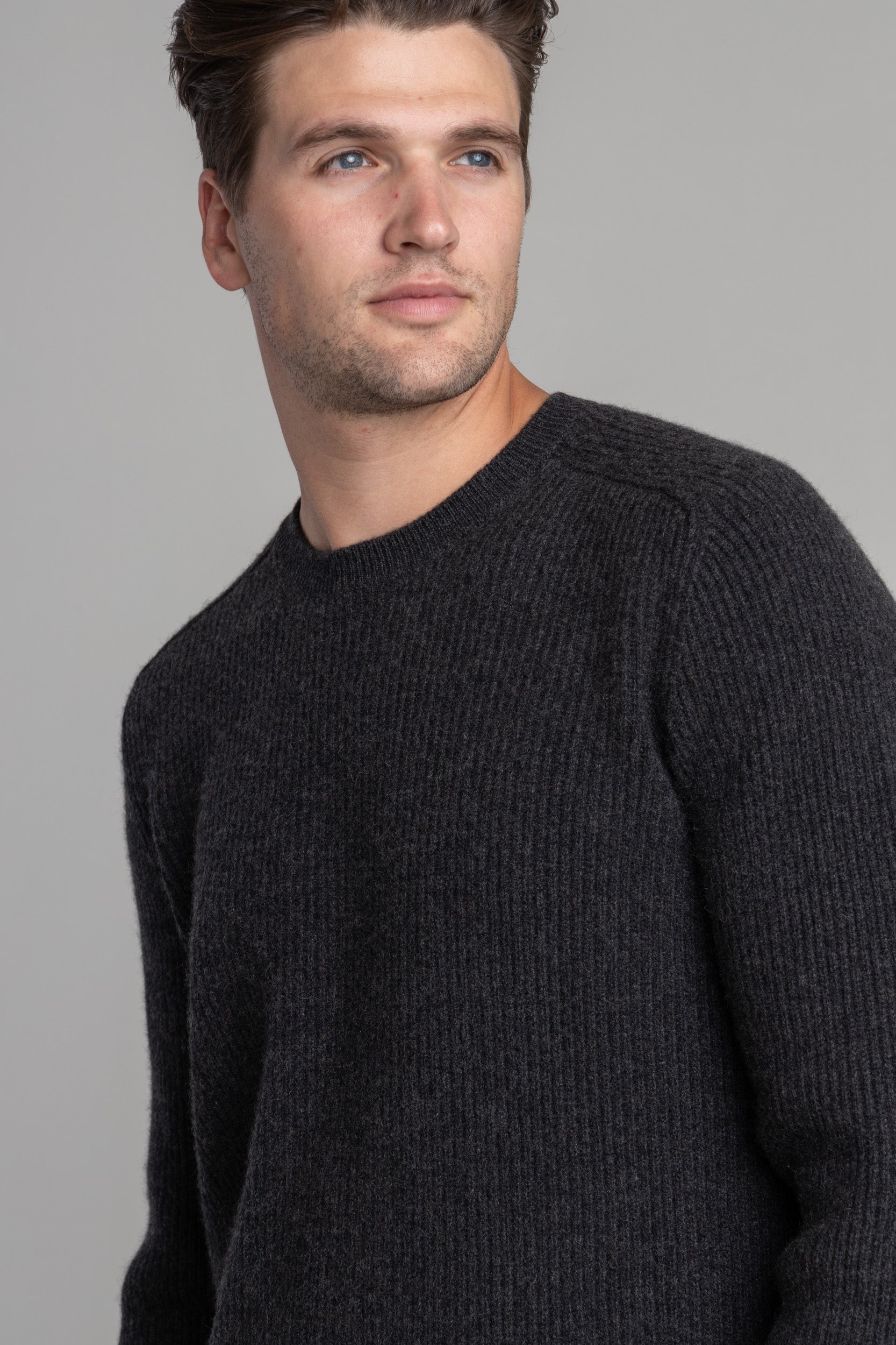 Dark Grey Cashmere Sweater The Helm Clothing