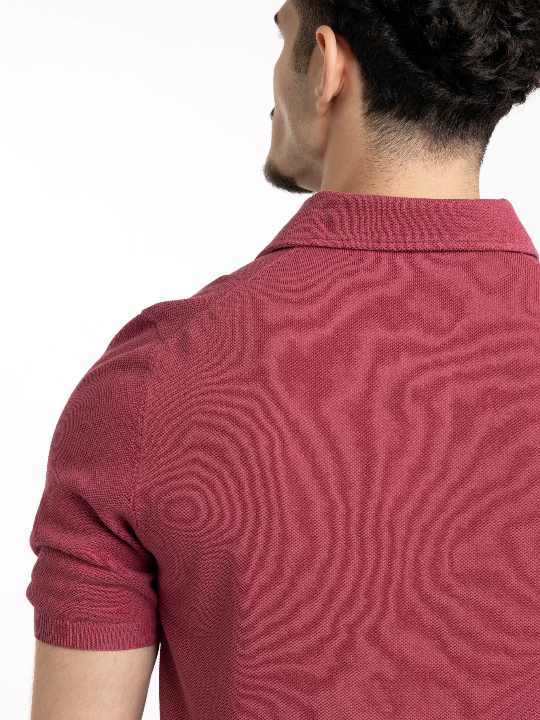 Fuschia Cotton Knit Polo Shirt