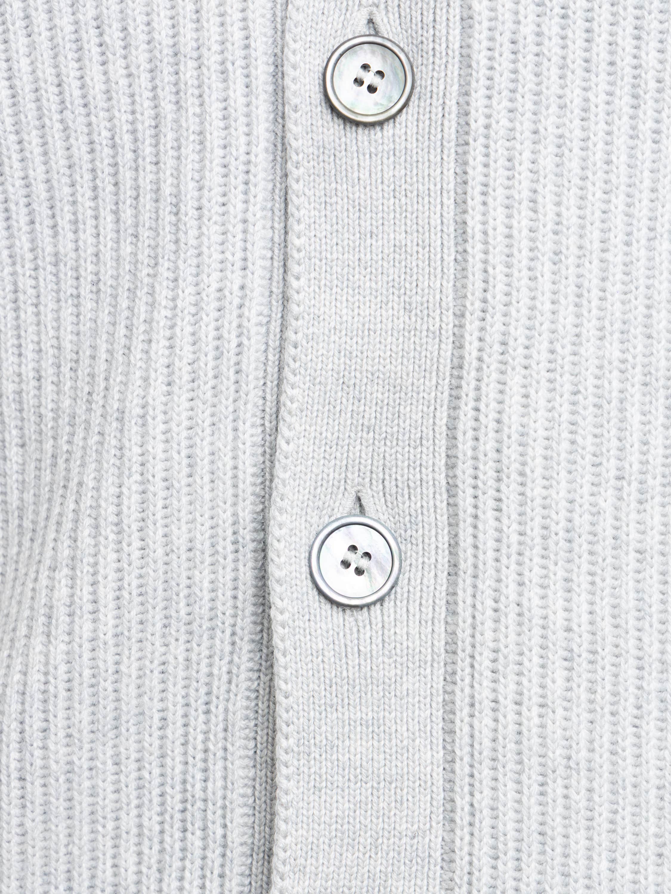 Grey Long Sleeved Full Button Polo Sweater