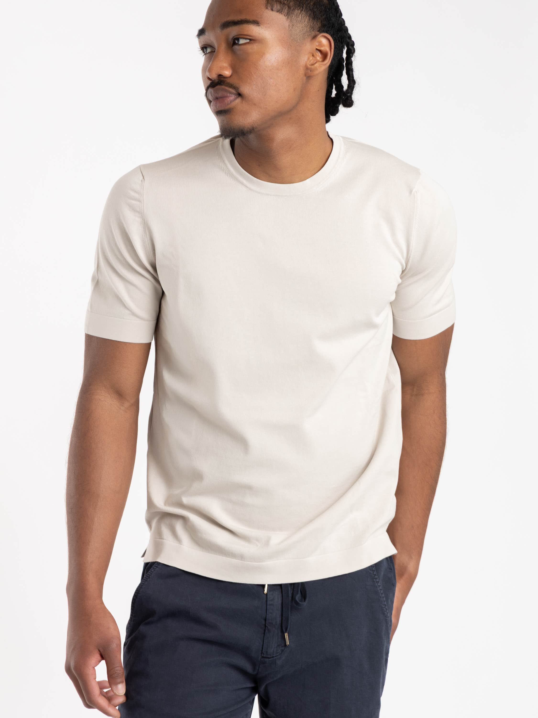 Grey Organic Cotton Knit T-Shirt