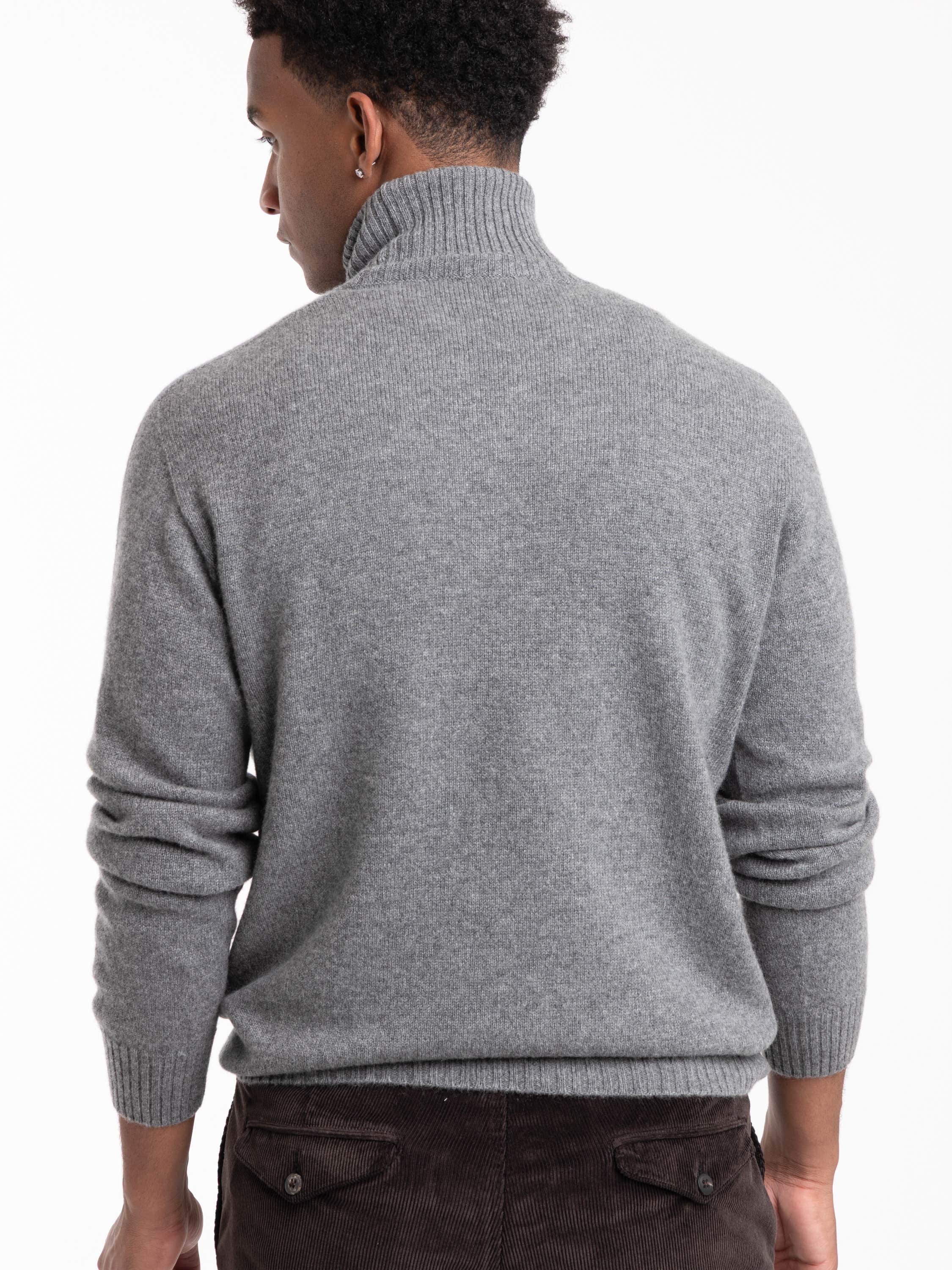Grey Wool Turtle Neck Knit Shirt