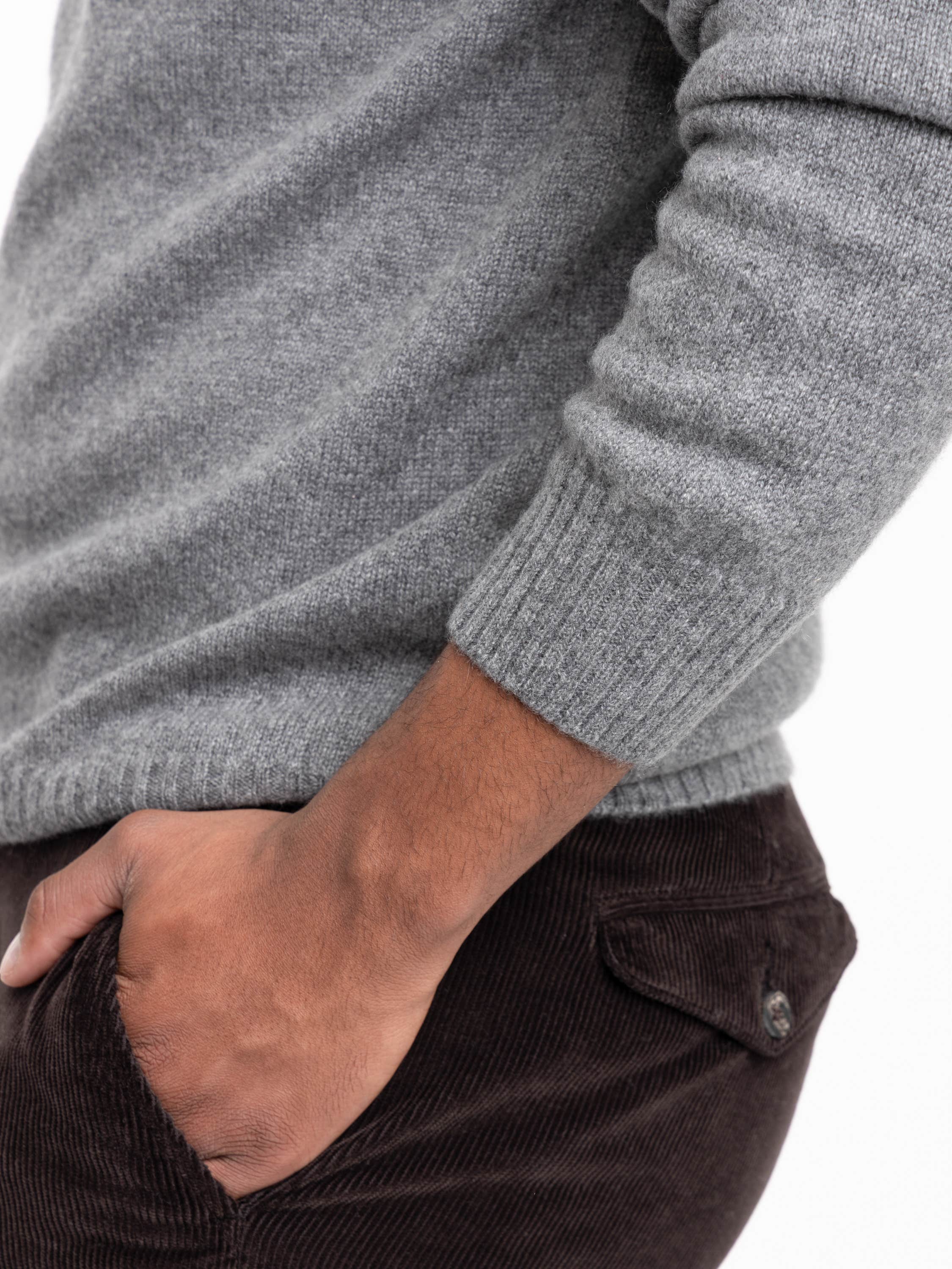 Grey Wool Turtle Neck Knit Shirt