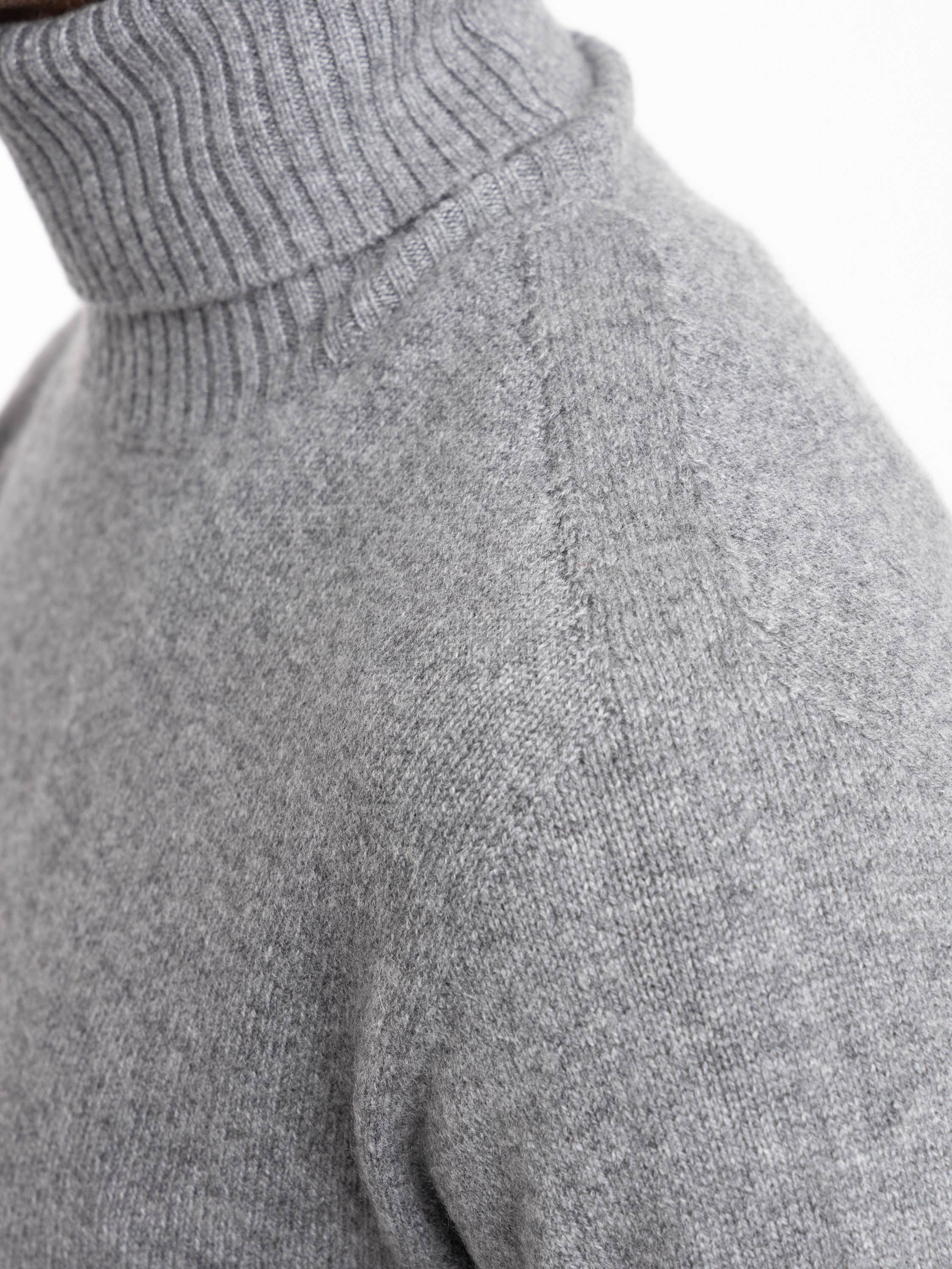Grey Wool Turtle Neck Knit Shirt