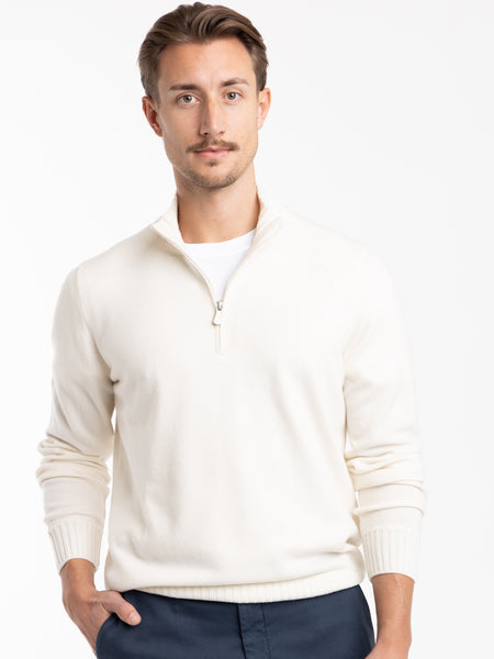 second layer ニットポロ Ivory Quarter-Zip Cashmere Sweater – The Helm Clothing