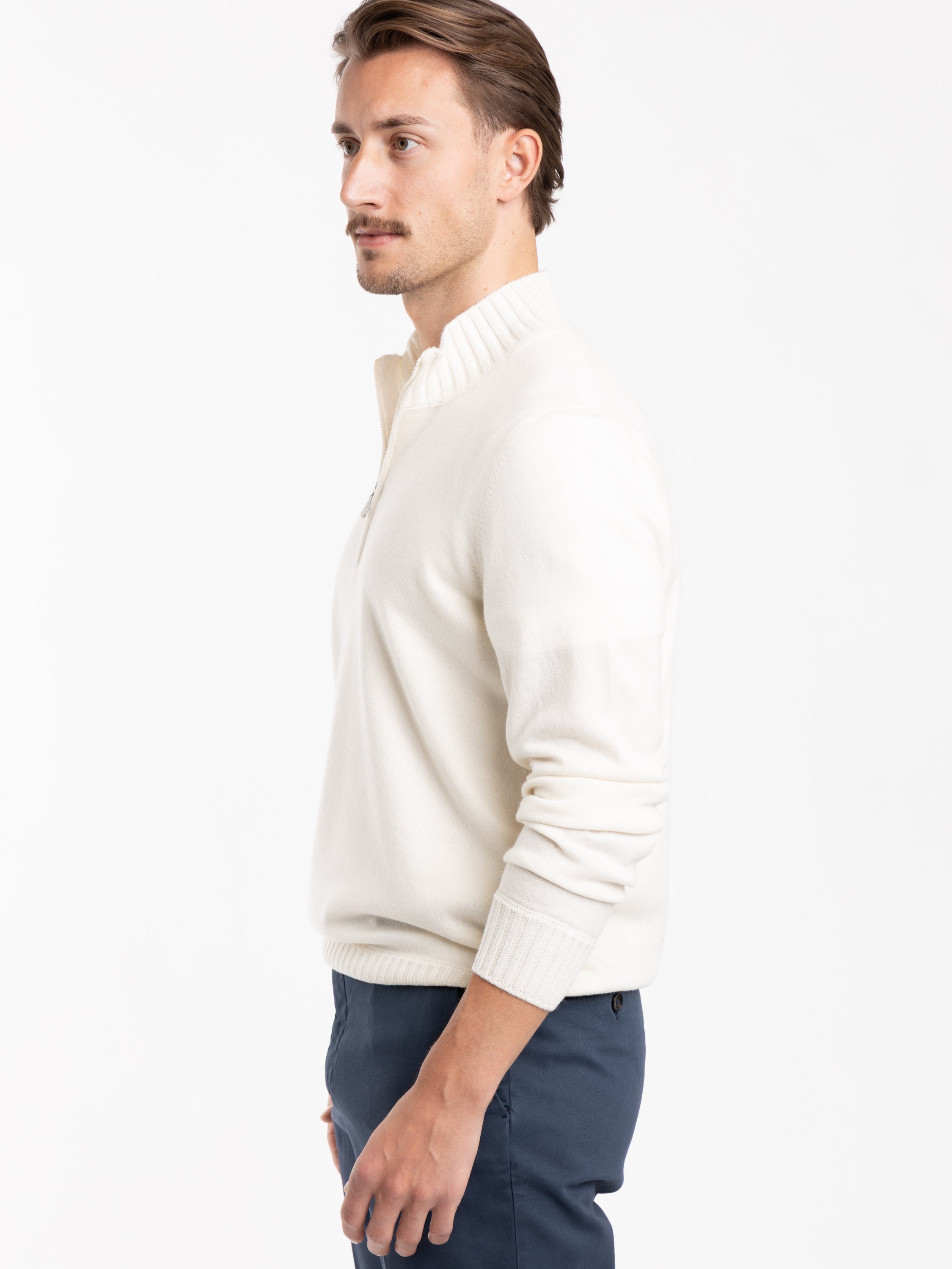 Ivory Quarter-Zip Cashmere Sweater – The Helm Clothing