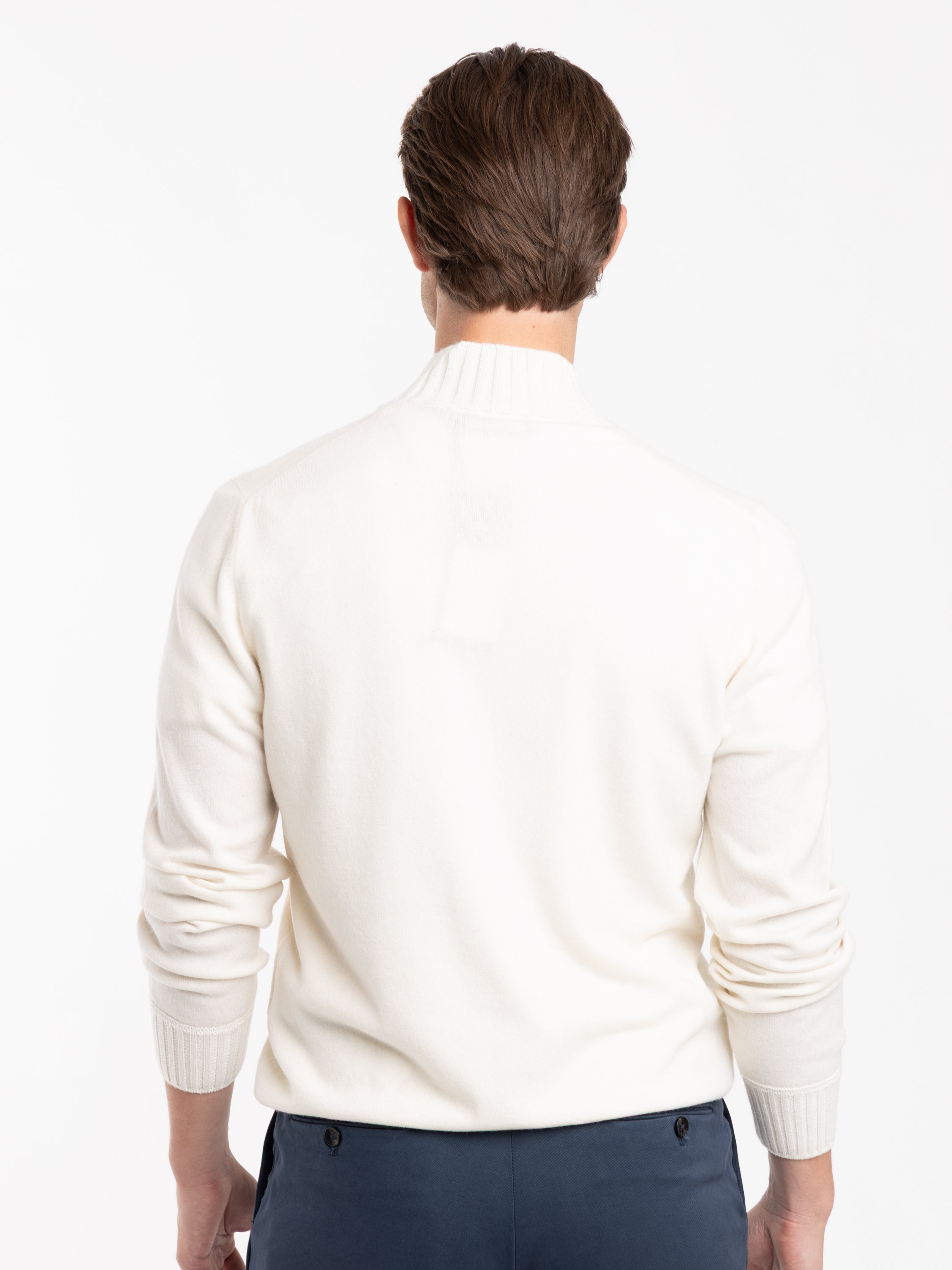 Ivory Quarter-Zip Cashmere Sweater – The Helm Clothing