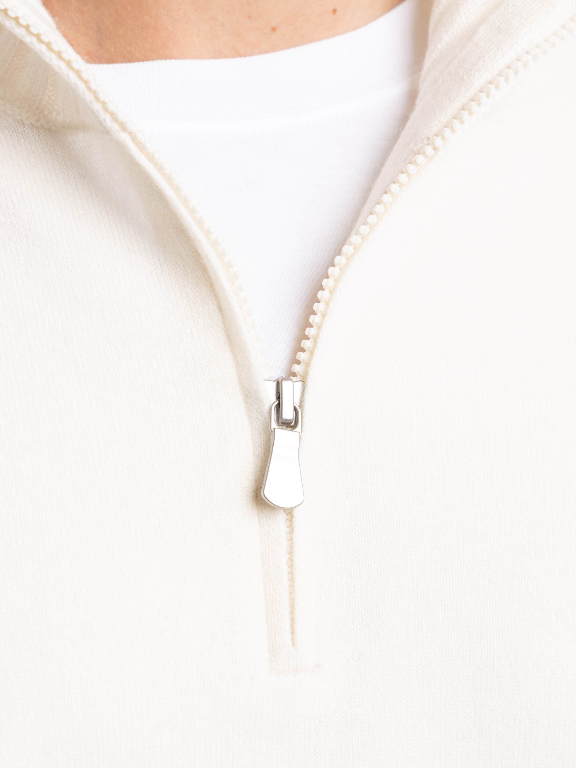 Ivory Quarter-Zip Cashmere Sweater