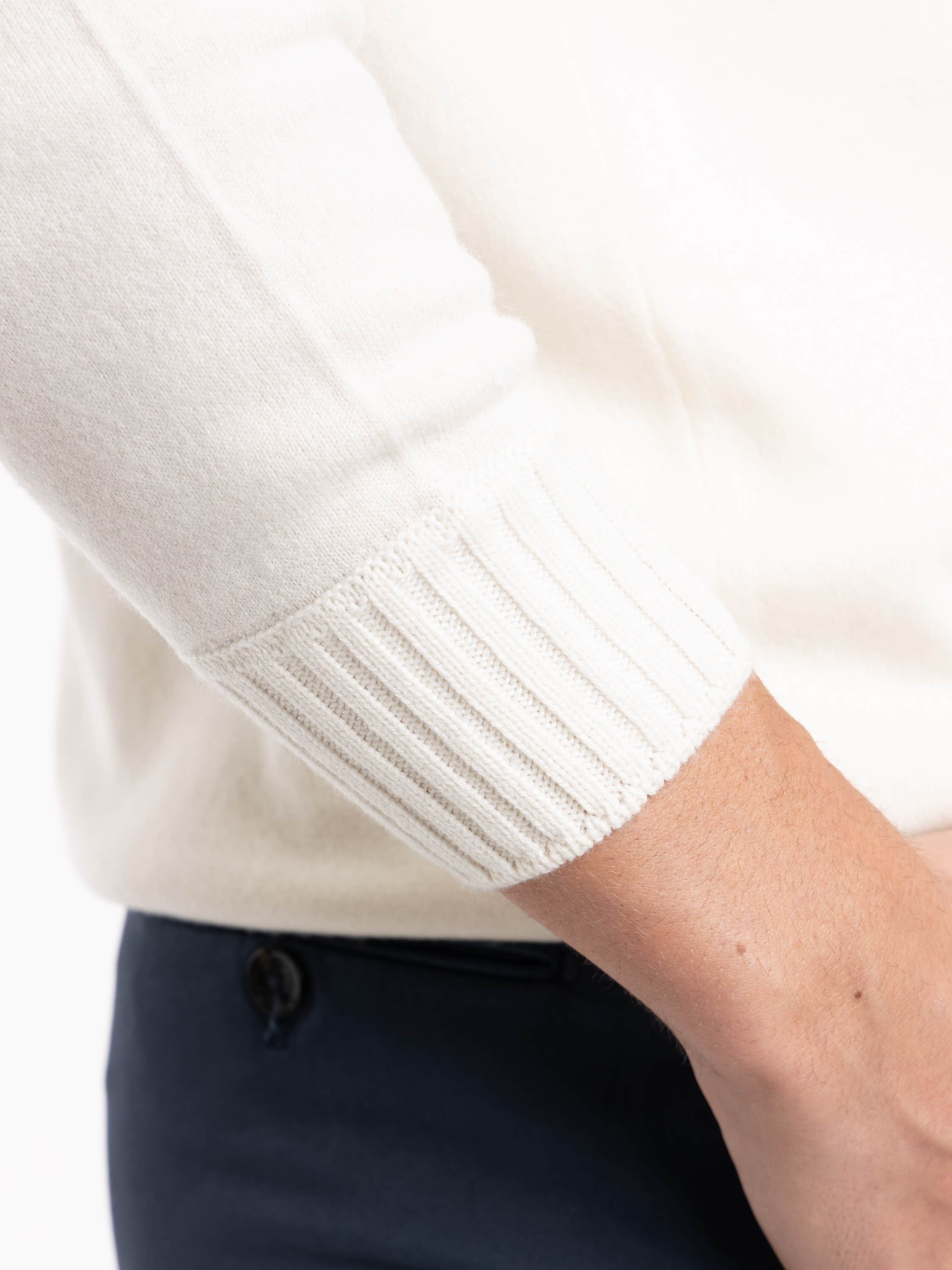 Ivory Quarter-Zip Cashmere Sweater