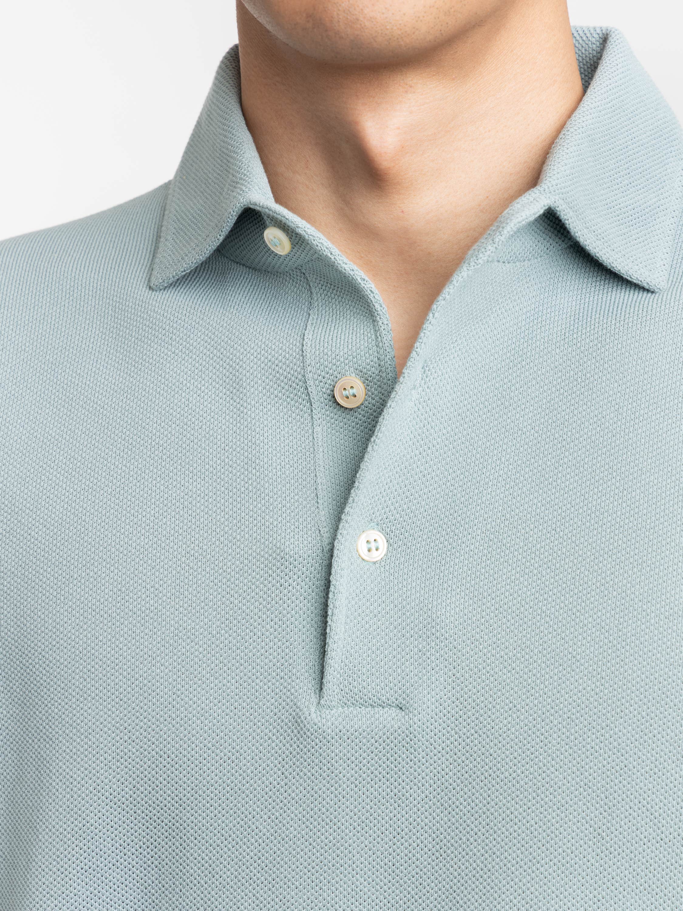 Light Blue Short Sleeved Knitted Polo Shirt