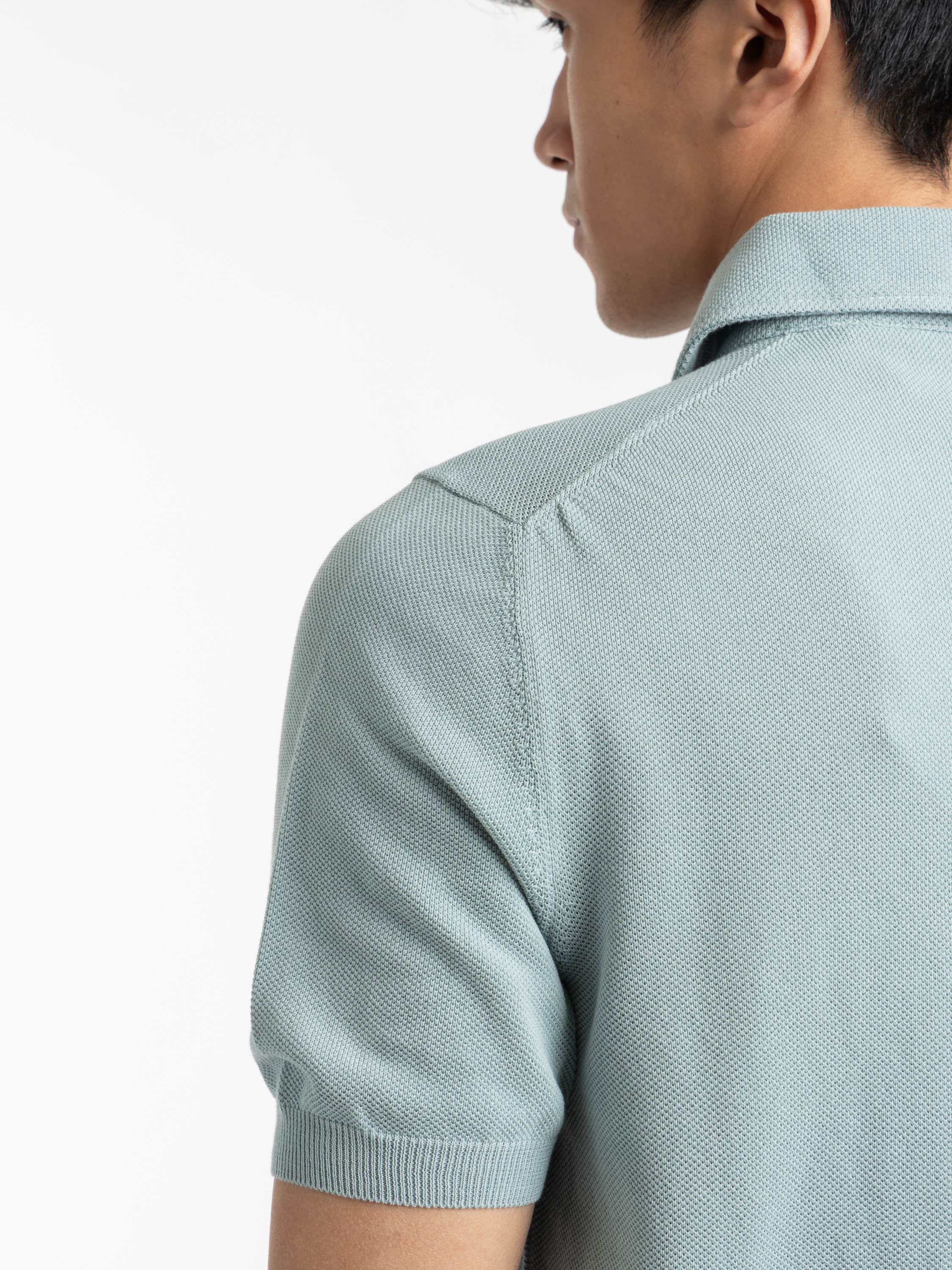 Light Blue Short Sleeved Knitted Polo Shirt