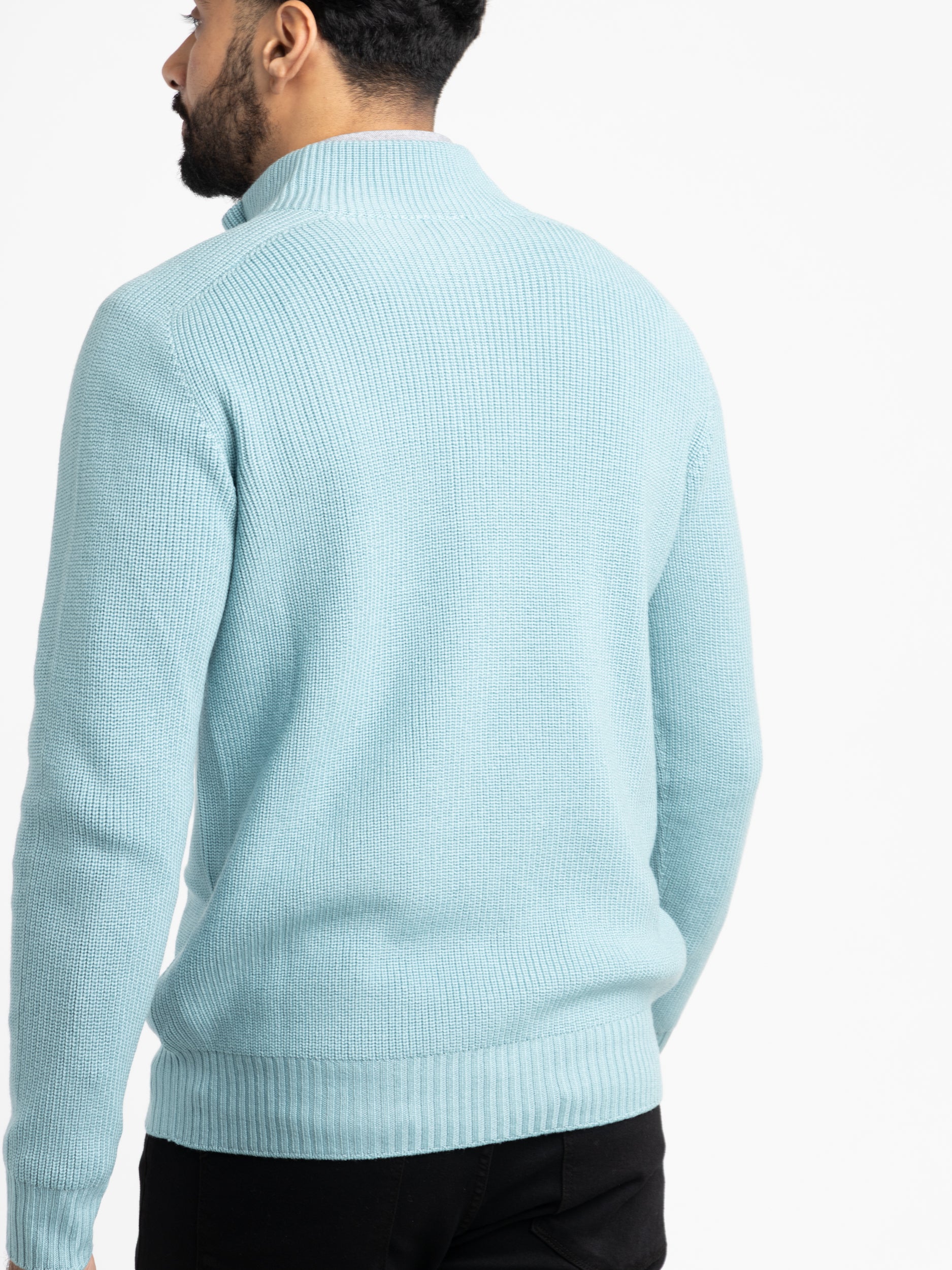 Light Blue Rainwool Quarter-Zip Pullover Sweater – The Helm Clothing