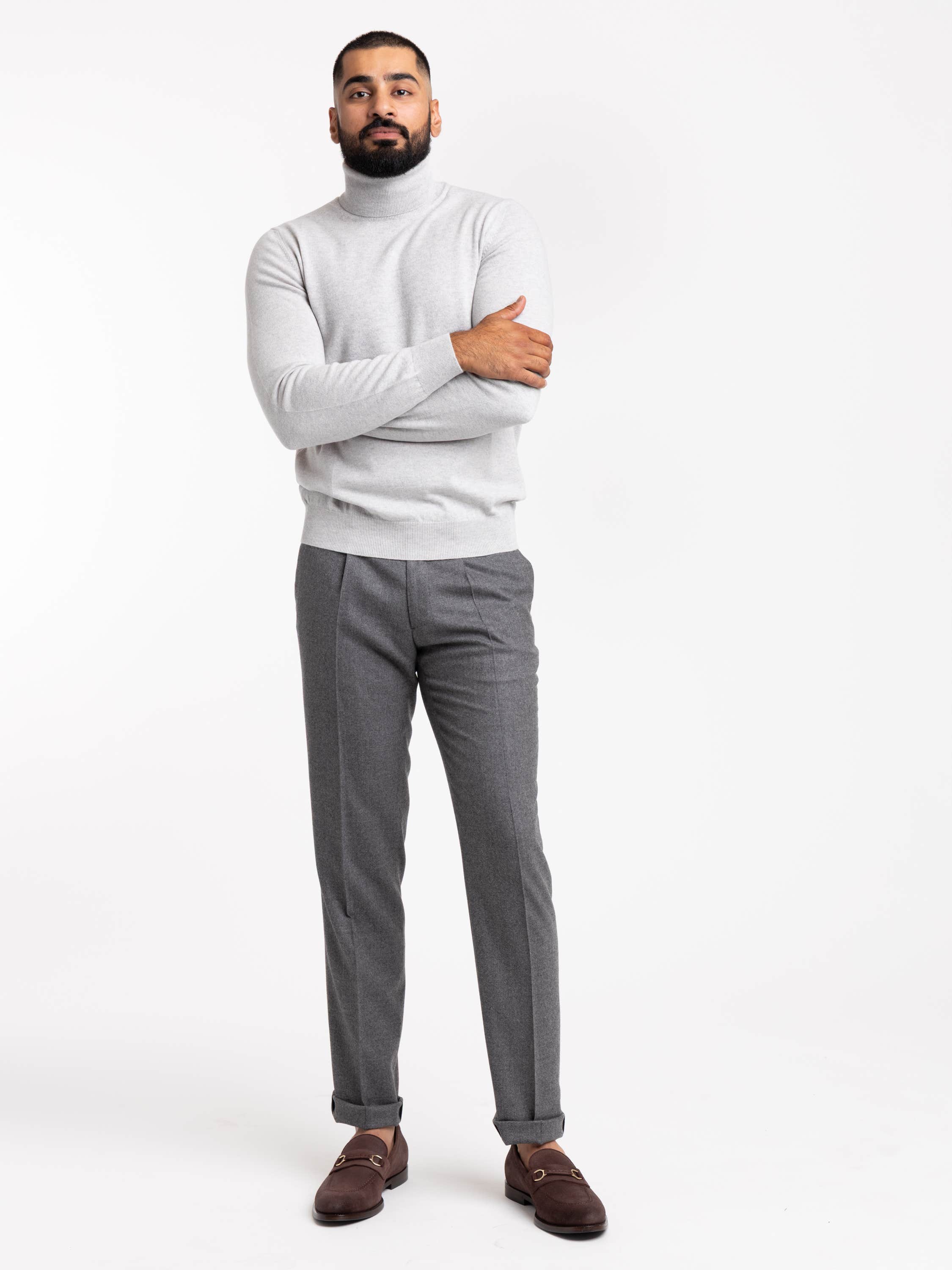 Light Grey Cashmere Turtle Neck Sweater