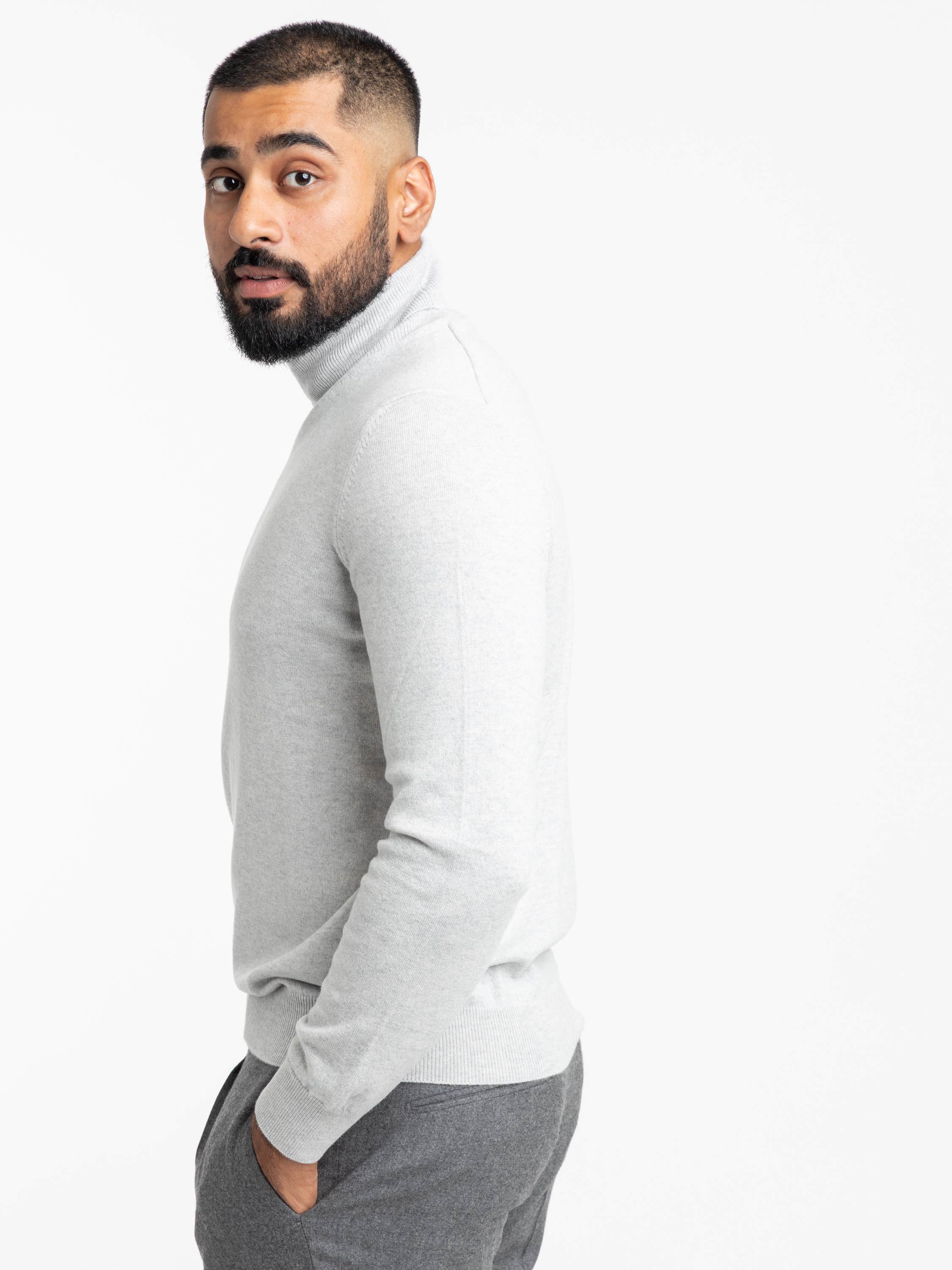 Light Grey Cashmere Turtle Neck Sweater