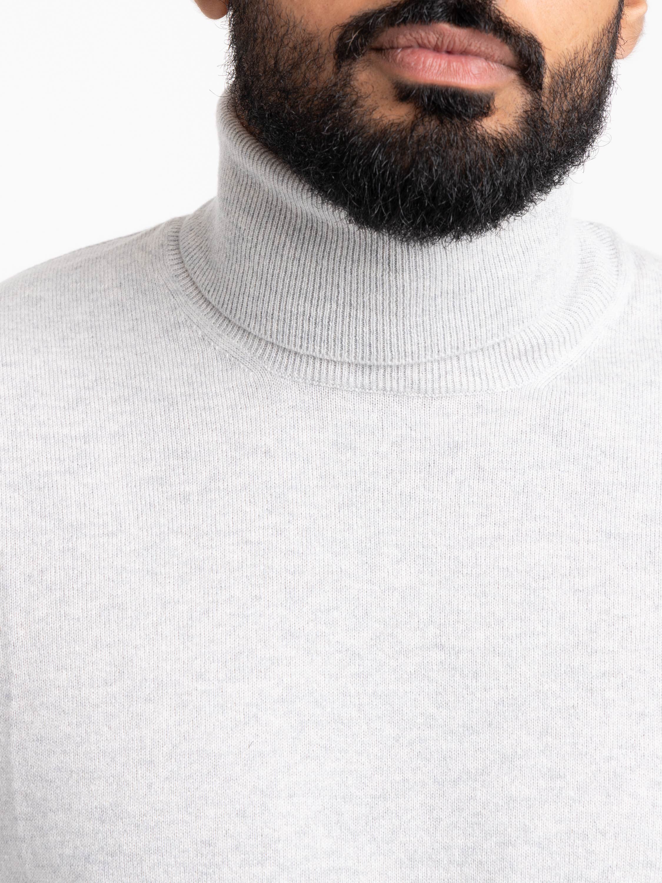Light Grey Cashmere Turtle Neck Sweater