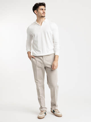 Gran Sasso Long-Sleeved Cotton White Polo