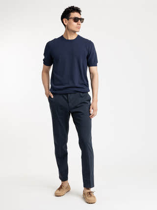 Gran Sasso Navy Crewneck Terry T-shirt