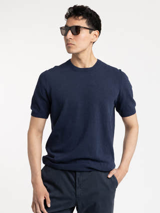 Gran Sasso Navy Crewneck Terry T-shirt