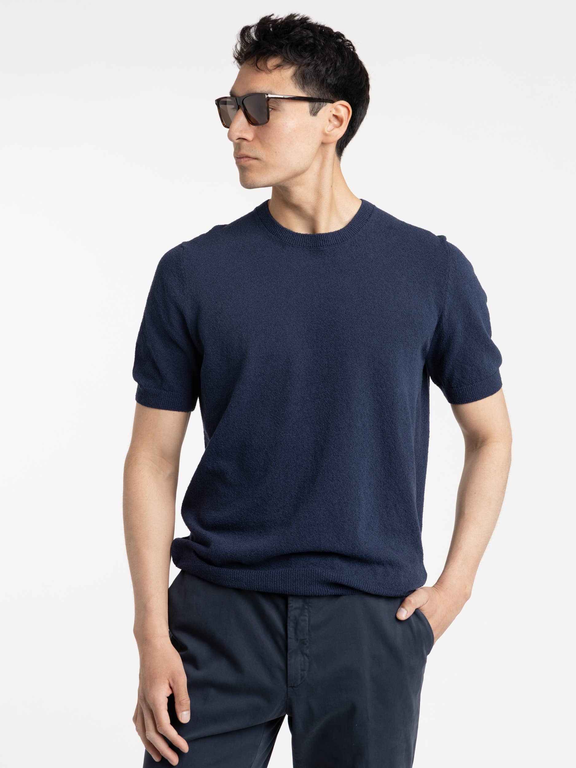 Navy Crewneck Terry T-shirt