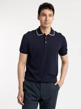 Gran Sasso Navy Knit With Beige Contrast