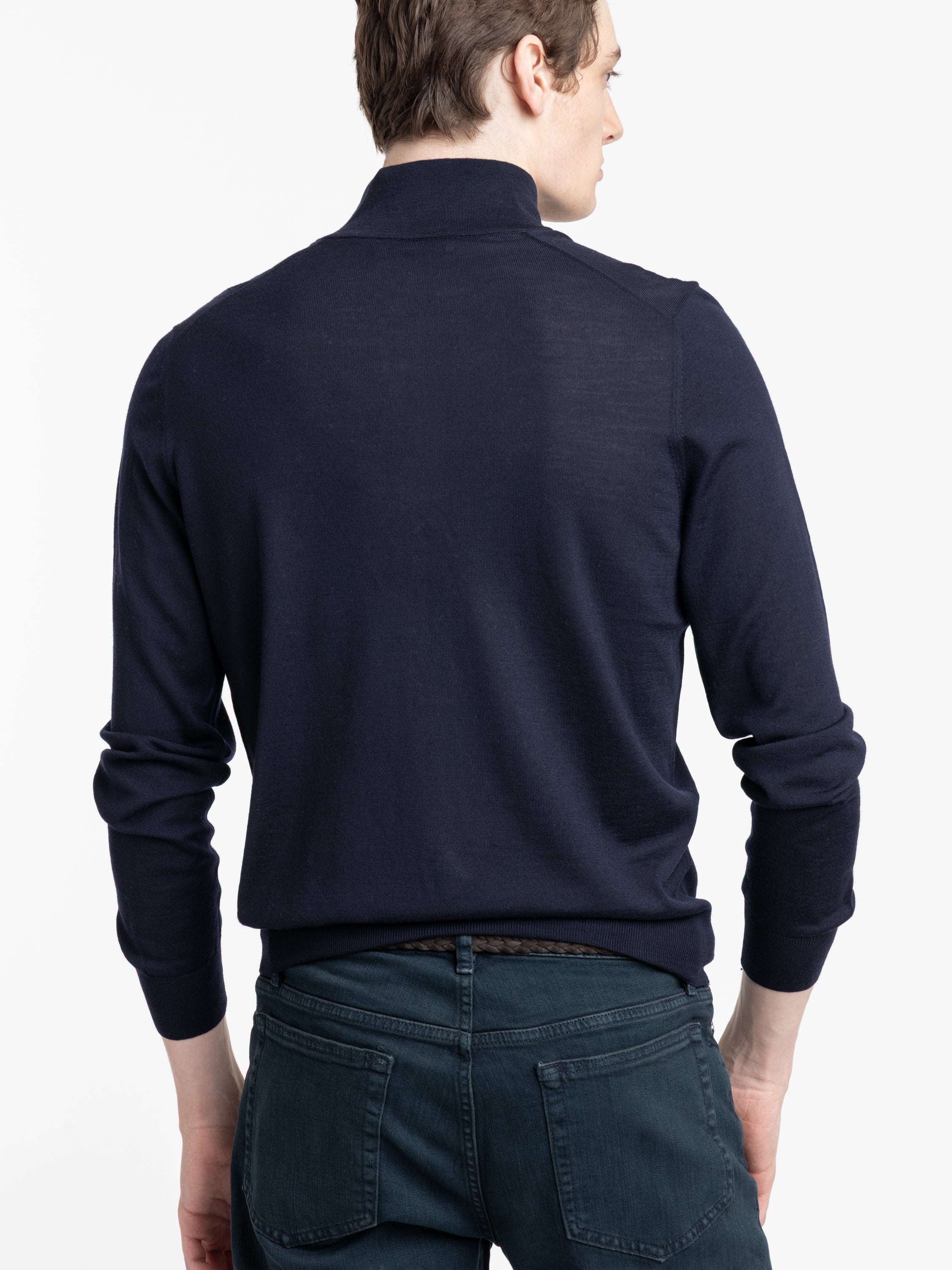 Navy Lightweight Quarter Zip Cashmere Shirt – The Helm Clothing