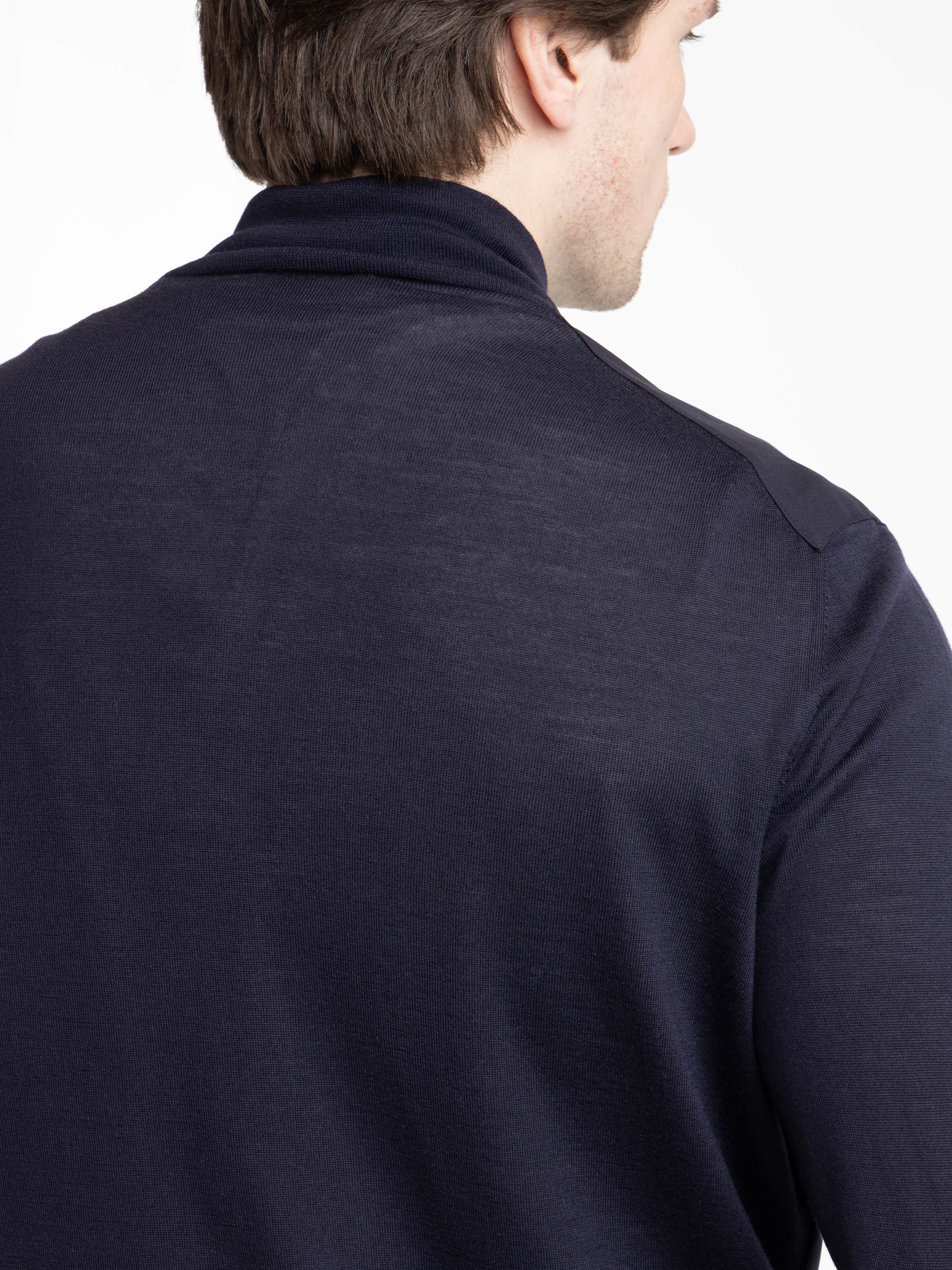 Navy Vintage Merino Wool Zip Cardigan