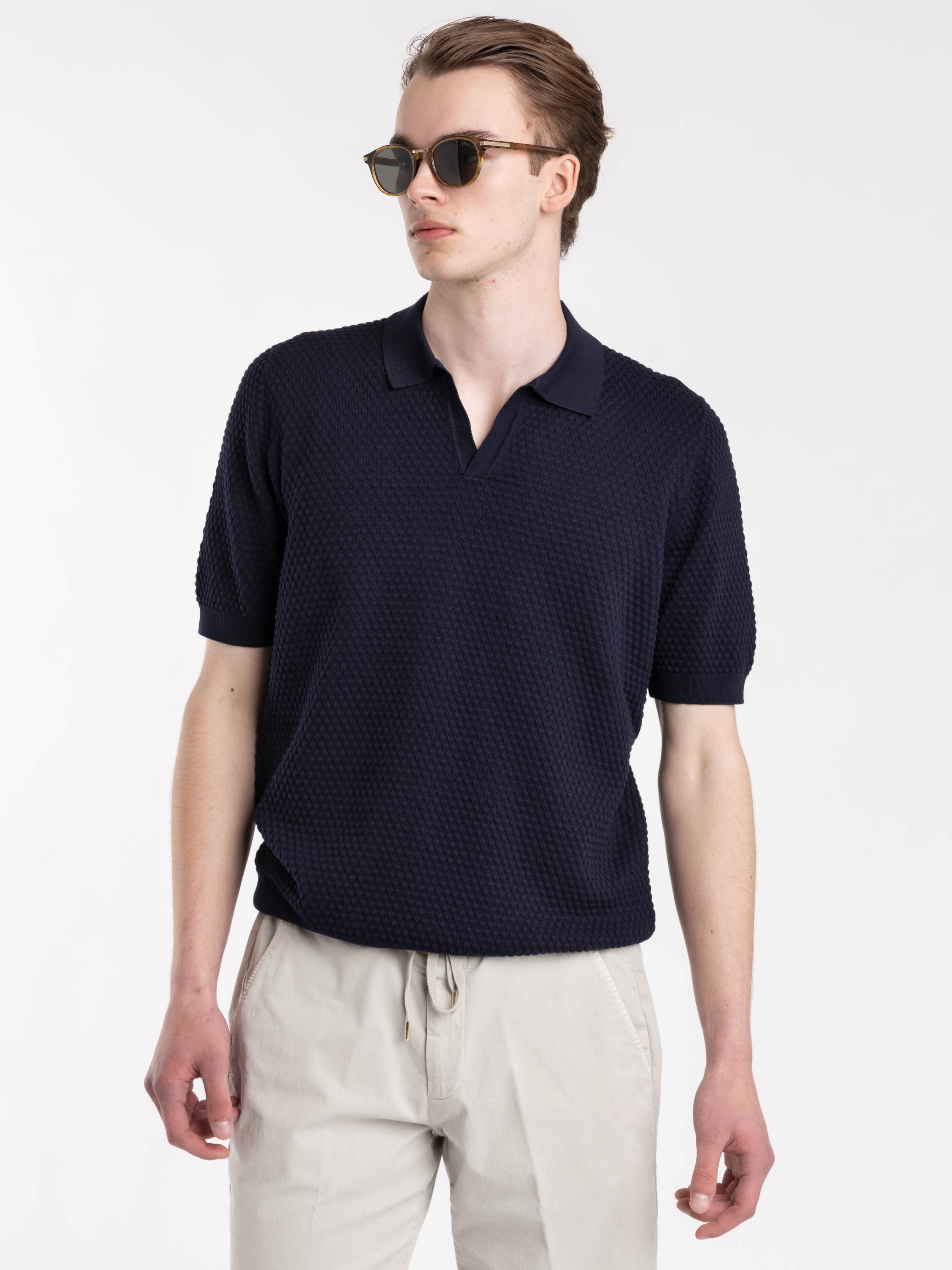 Navy Polo Tennis Short Sleeve Shirt