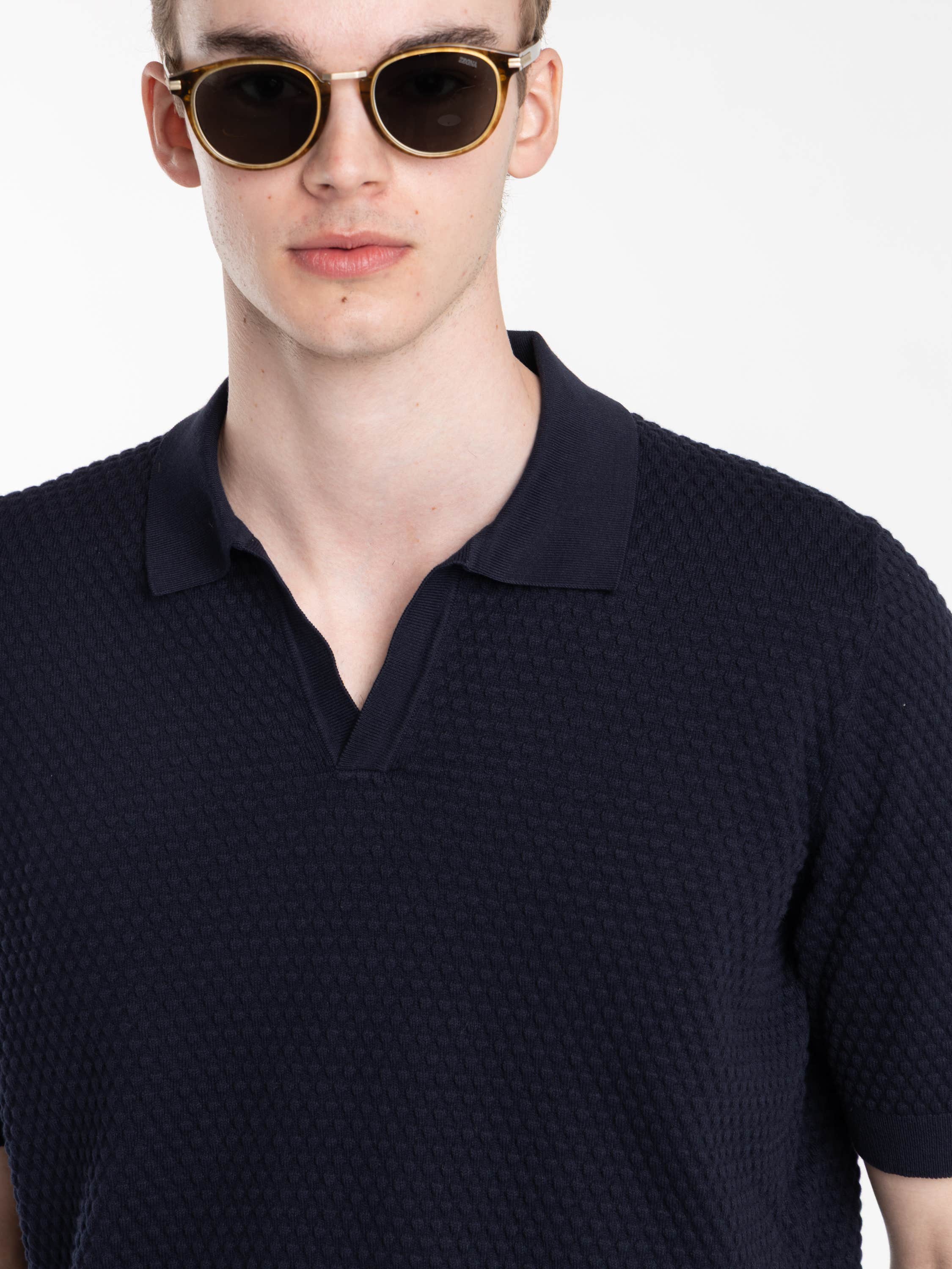 Navy Polo Tennis Short Sleeve Shirt