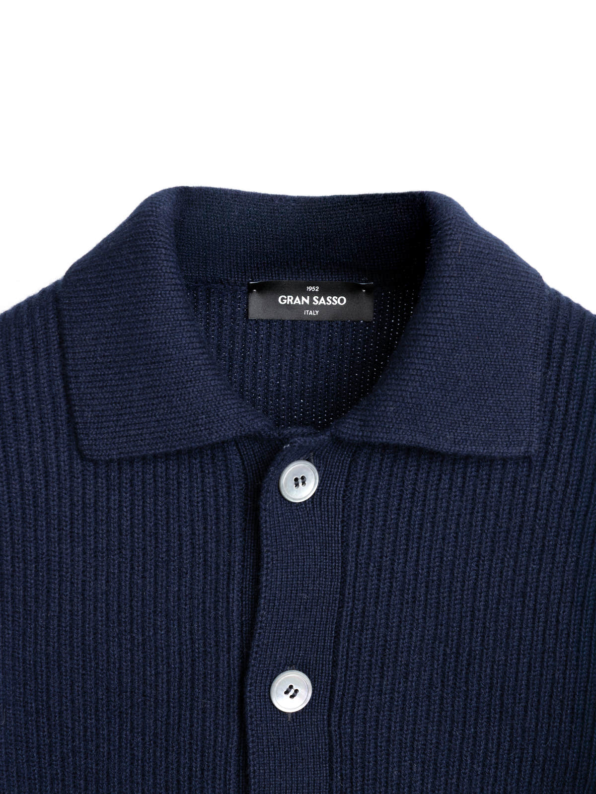 Navy Ribbed Cashmere Cardigan