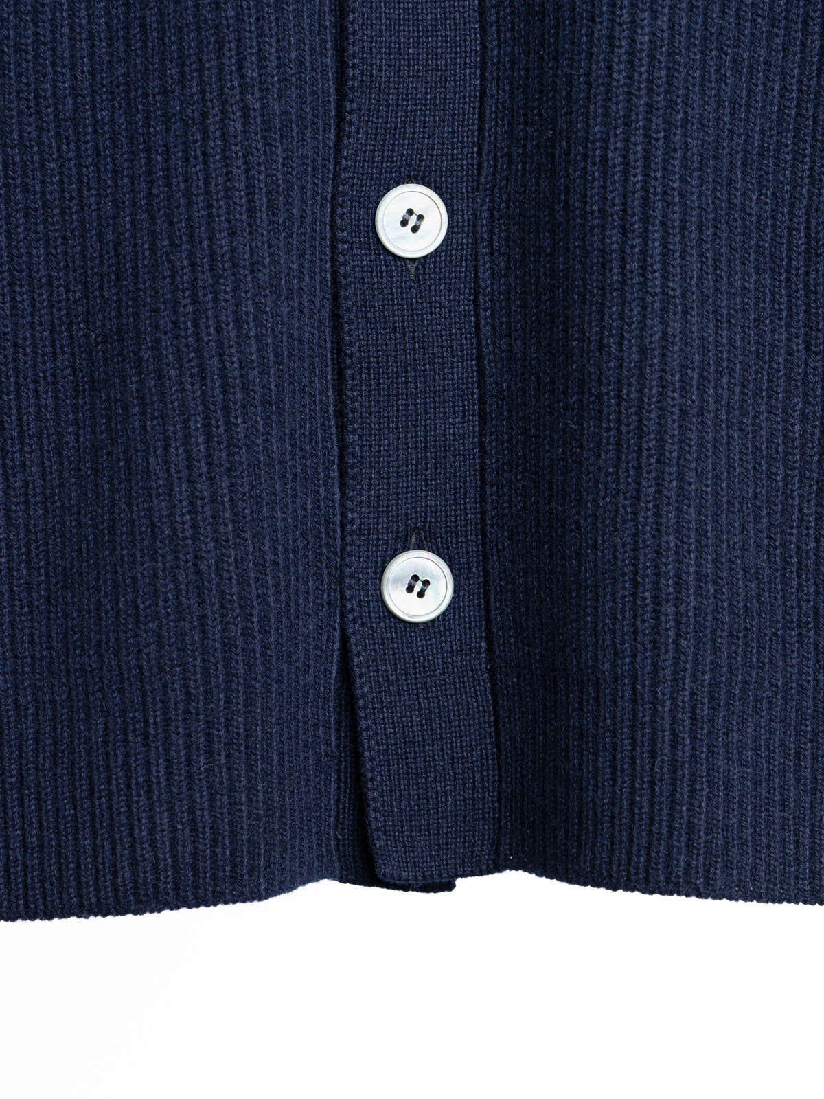 Navy Ribbed Cashmere Cardigan