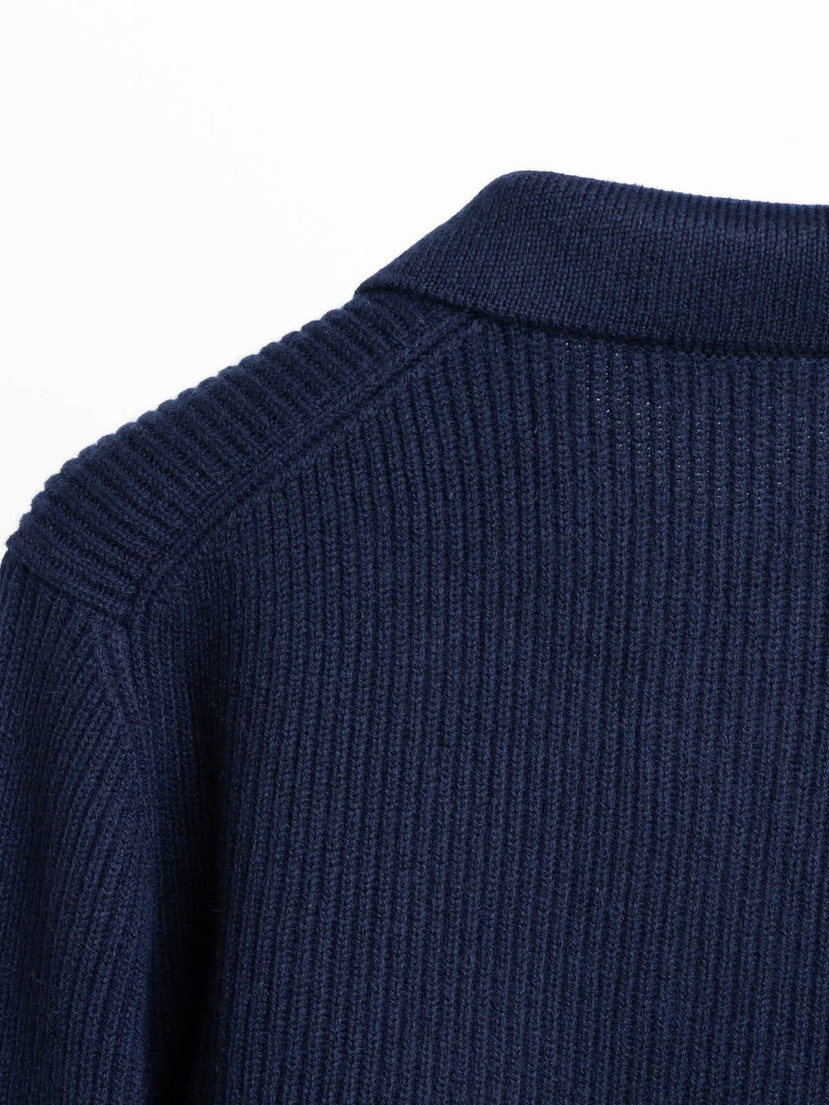 Navy Ribbed Cashmere Cardigan
