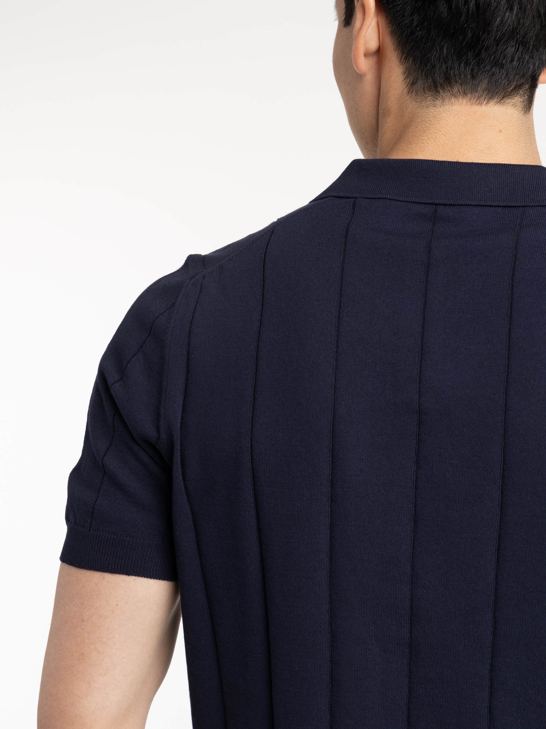 Navy Ribbed Skipper Polo