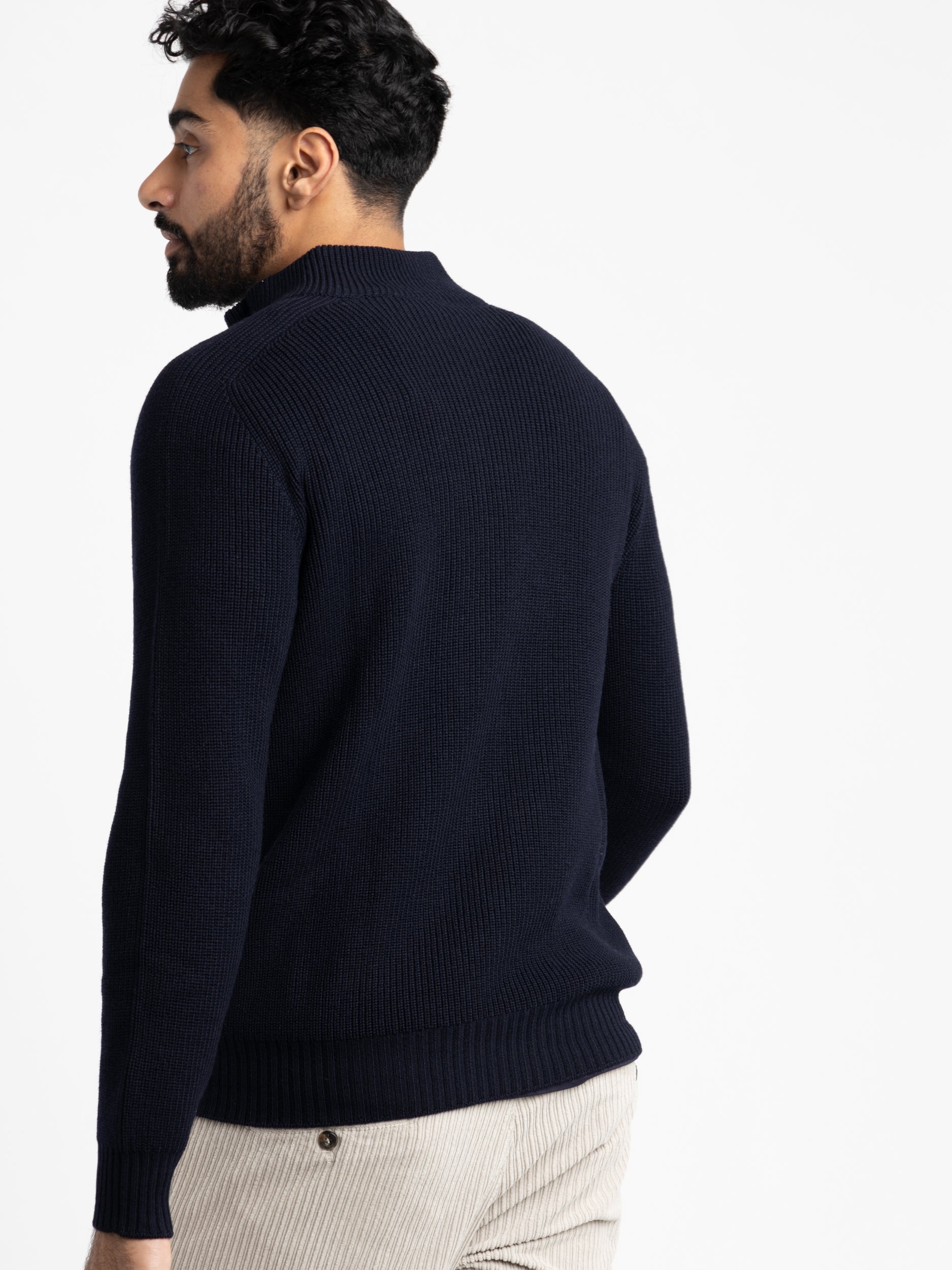 Navy Rainwool Quarter-Zip Pullover Sweater – The Helm Clothing