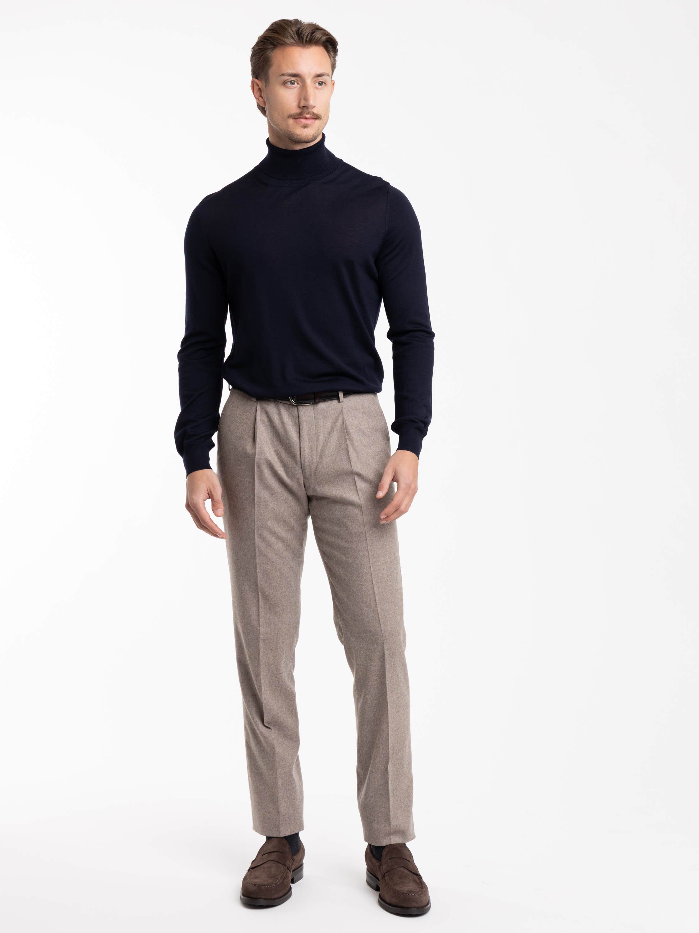 Navy Wool Turtleneck Shirt
