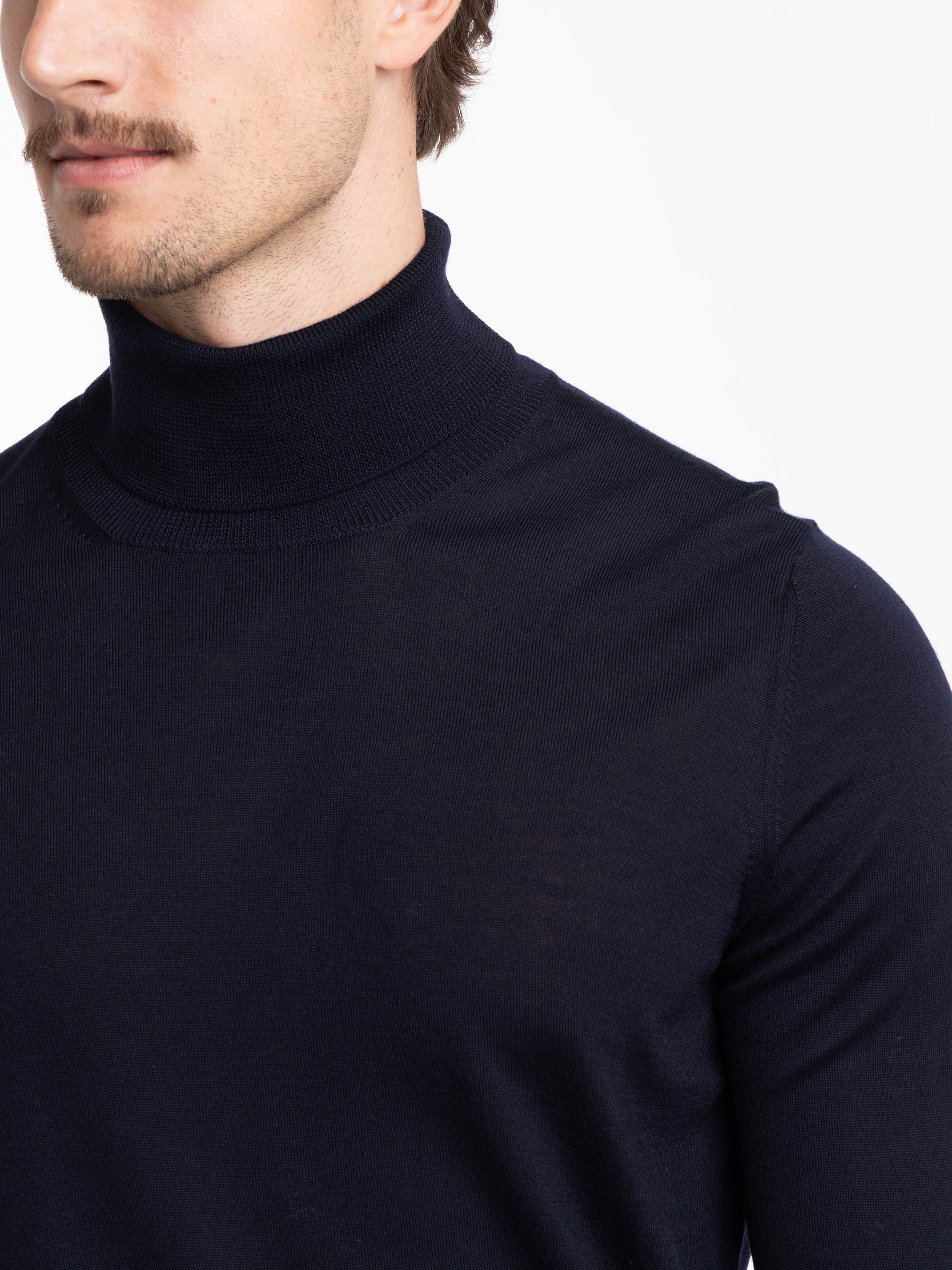 Navy Wool Turtleneck Shirt