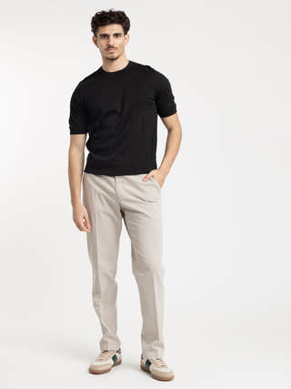 Gran Sasso Ribbed Crewneck Knit T-Shirt in Black