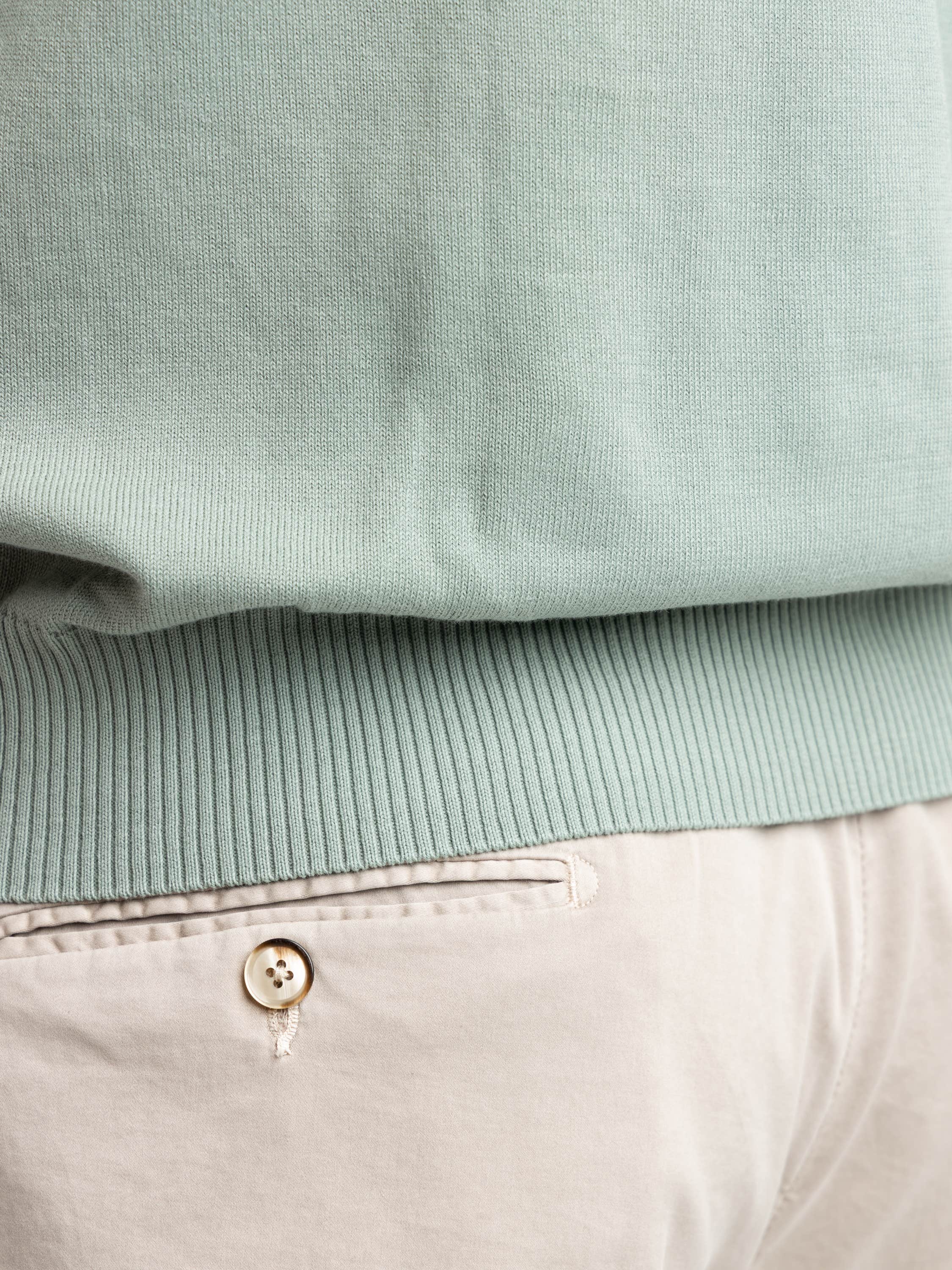 Sage Green Ribbed Neck Knit-Shirt