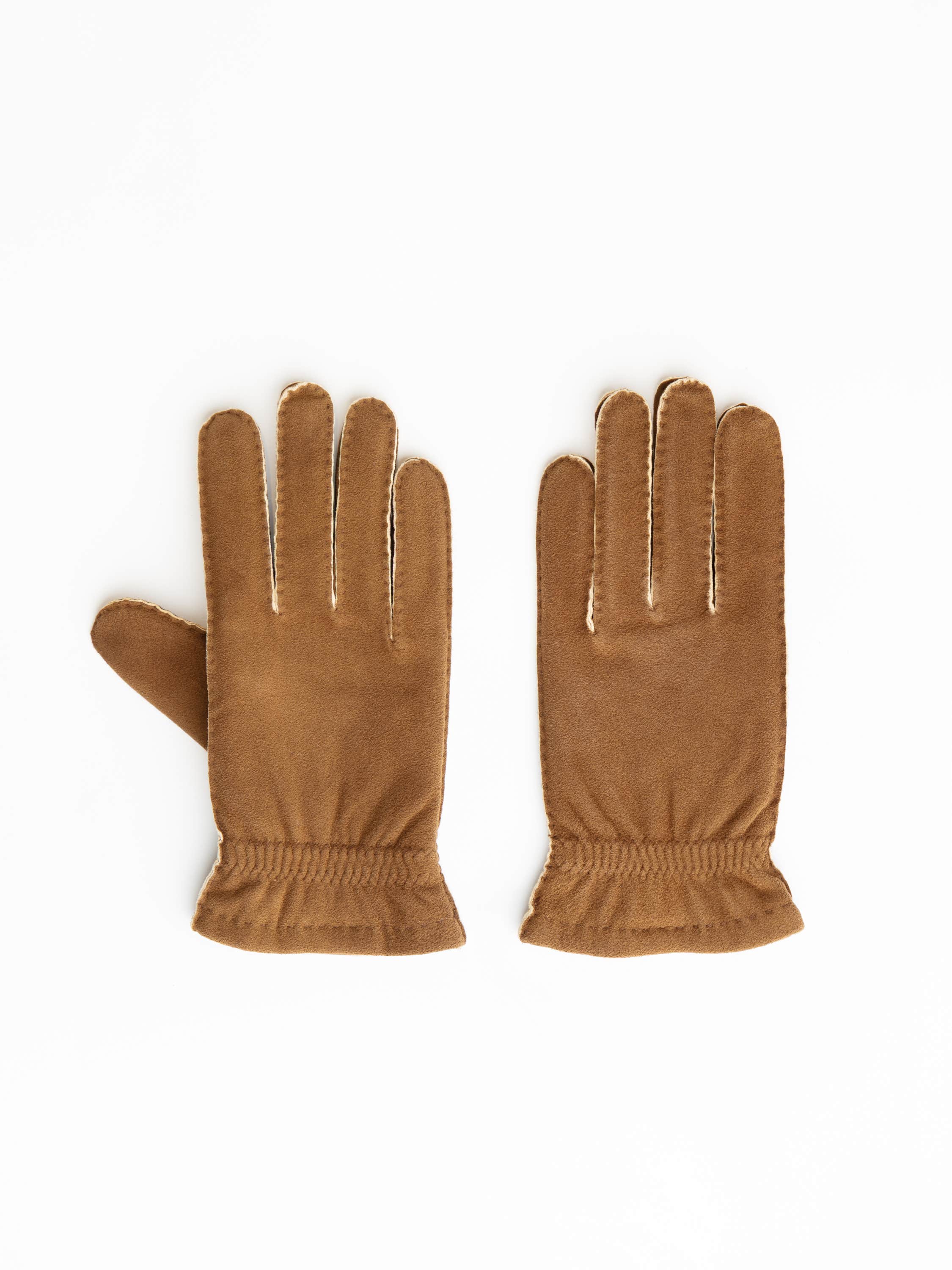 André Brown Suede Leather Gloves