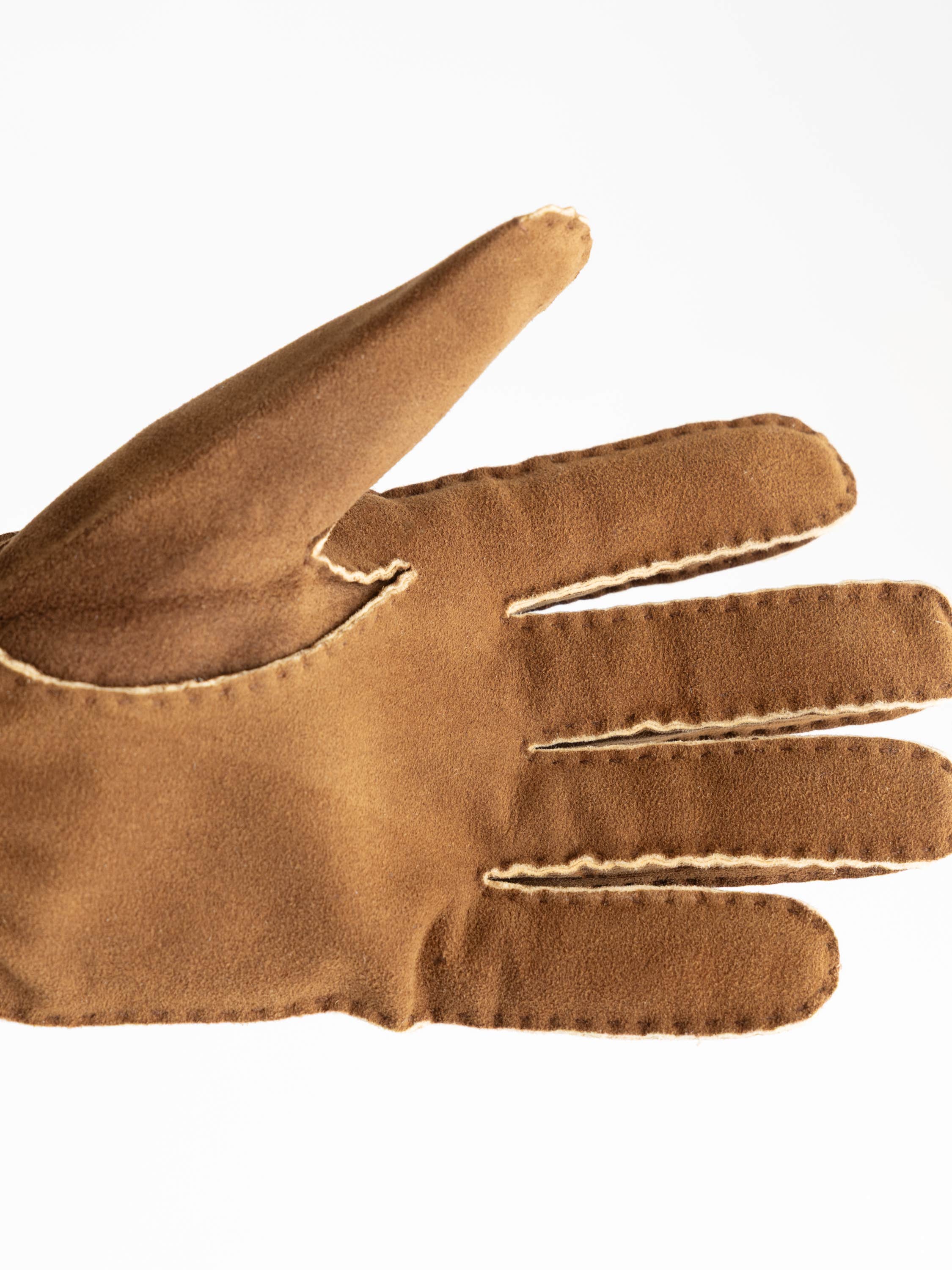 André Brown Suede Leather Gloves