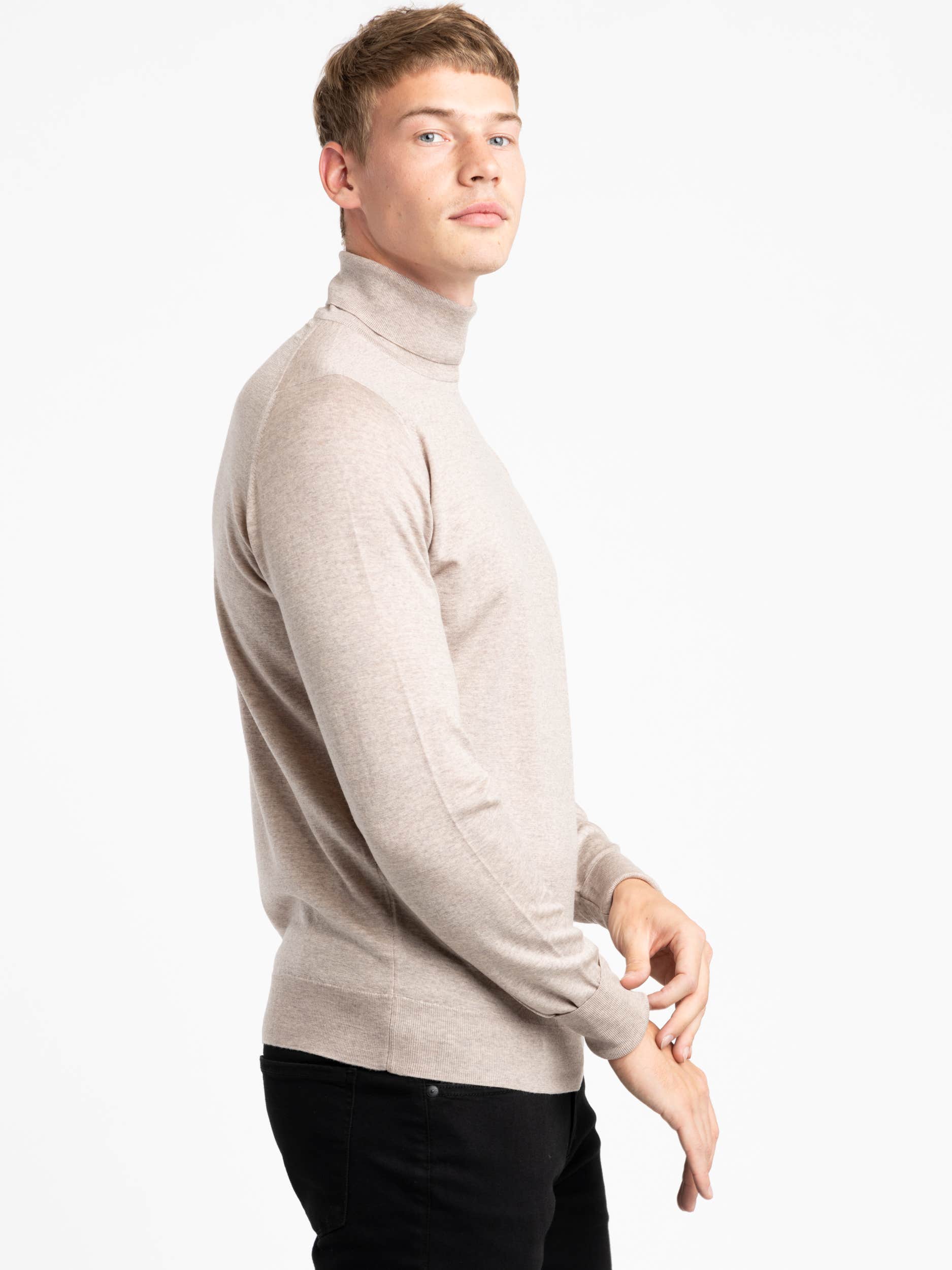 Soft Fawn Wool Richards Roll-neck
