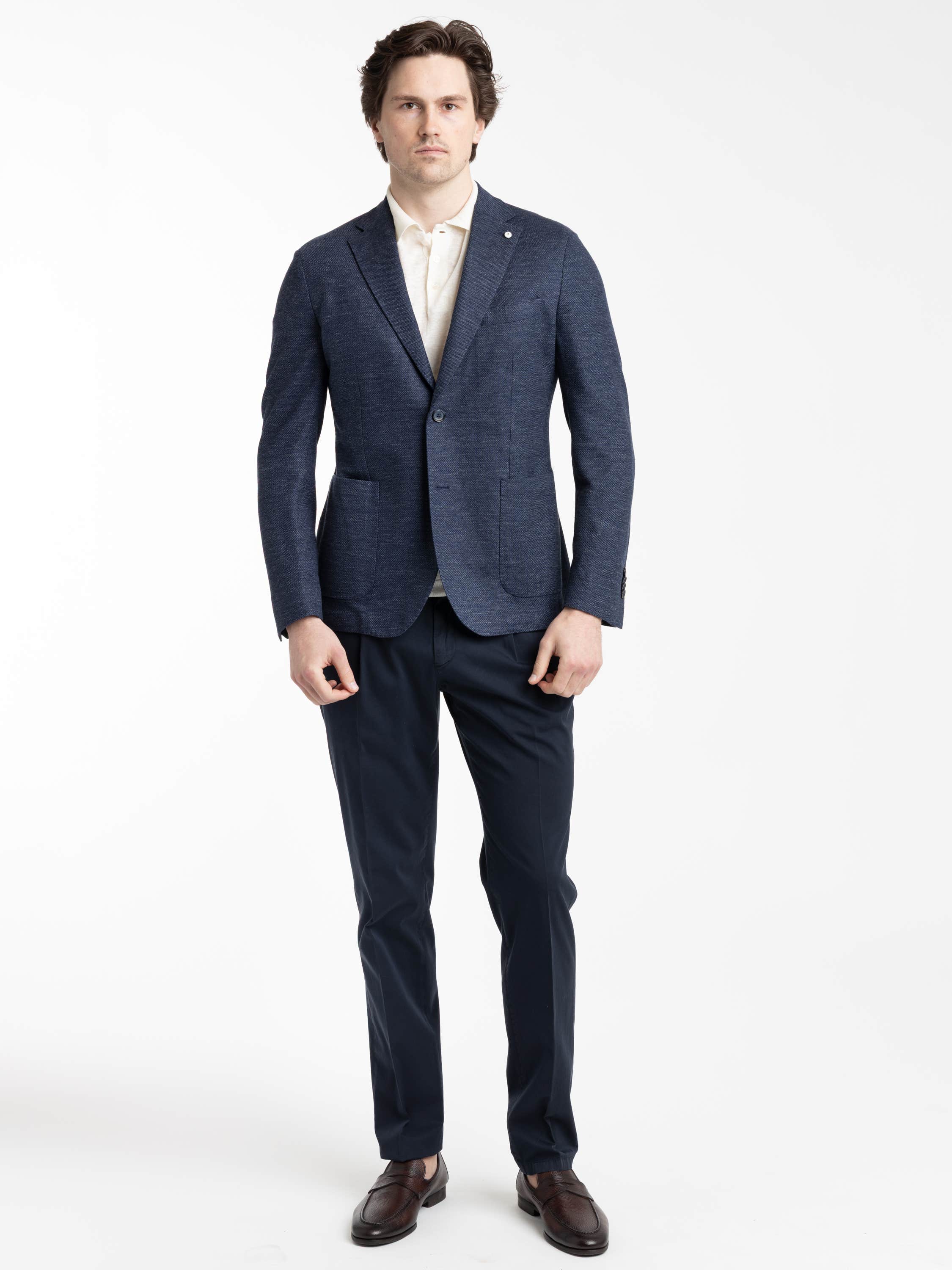 Blue Mélange Linen-Cotton Sport Jacket