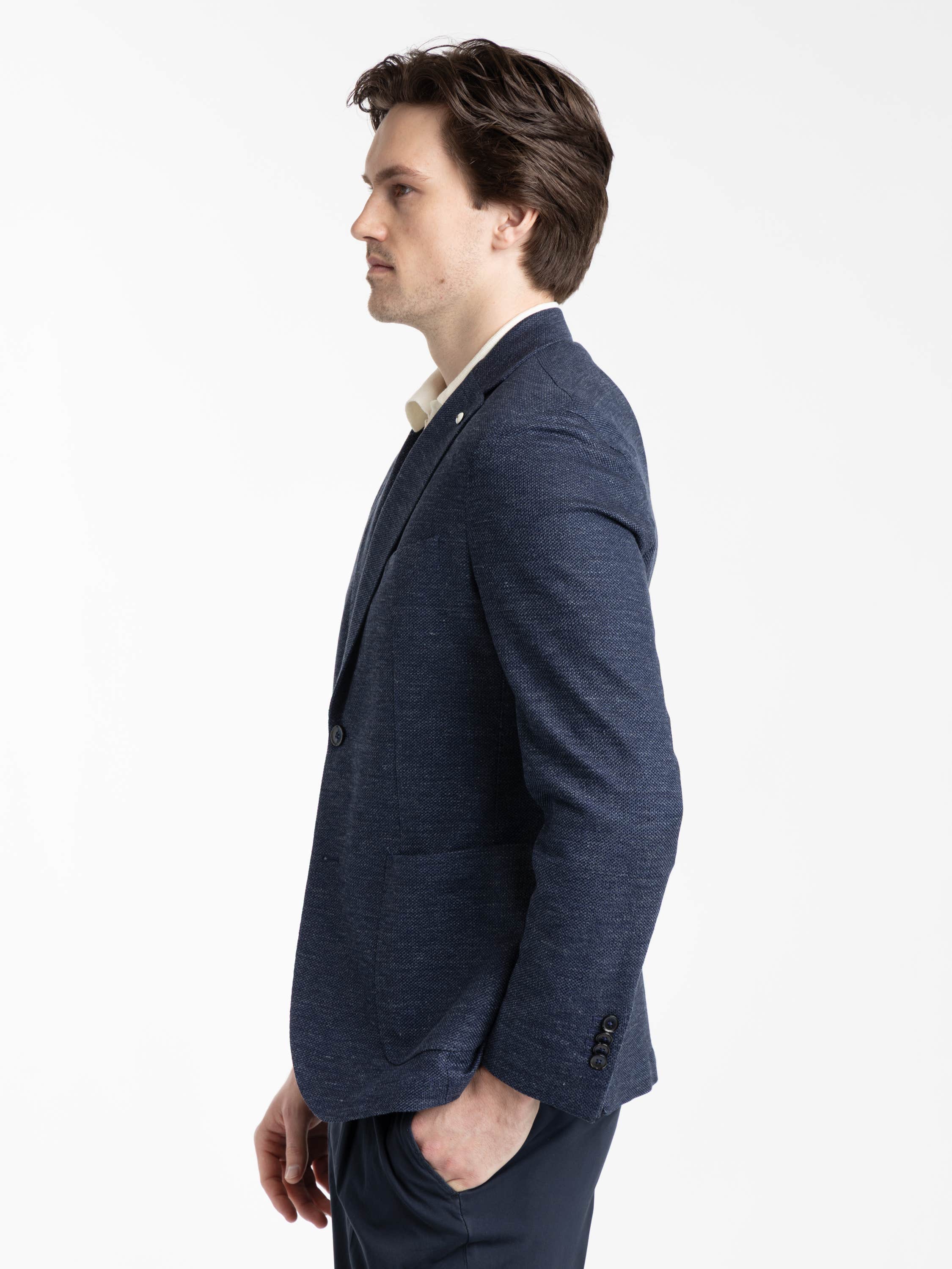 Blue Mélange Linen-Cotton Sport Jacket