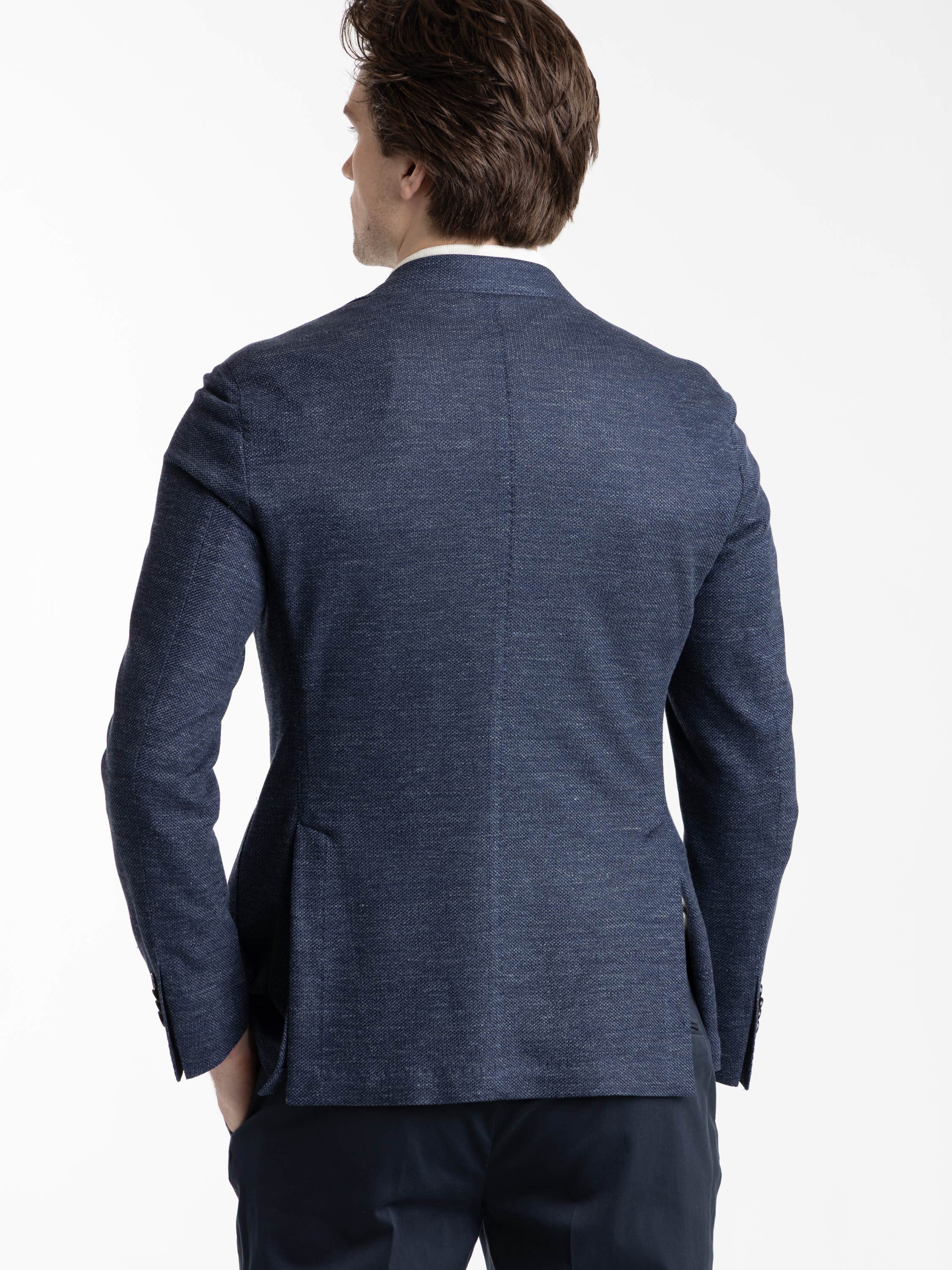 Blue Mélange Linen-Cotton Sport Jacket