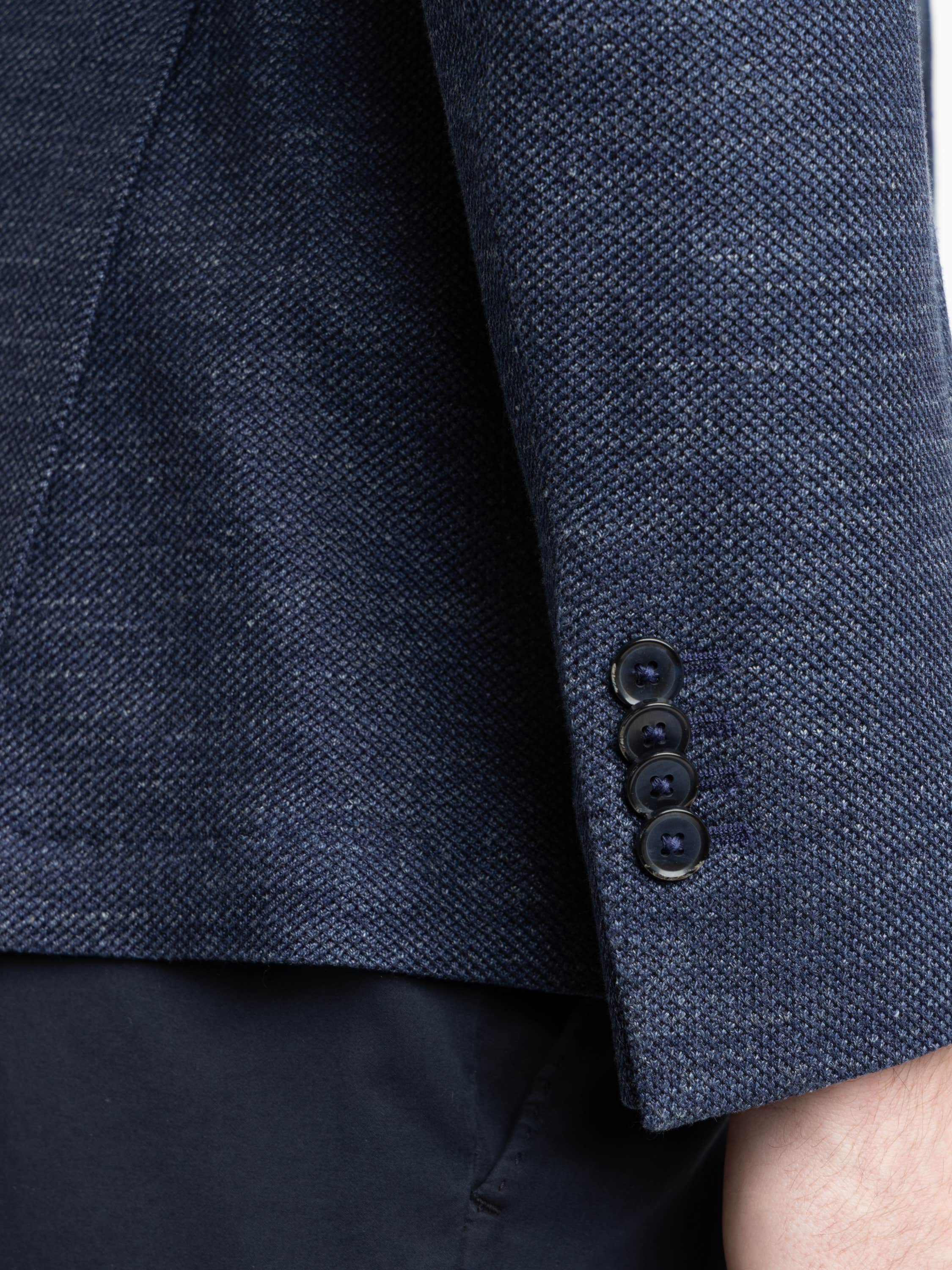 Blue Mélange Linen-Cotton Sport Jacket