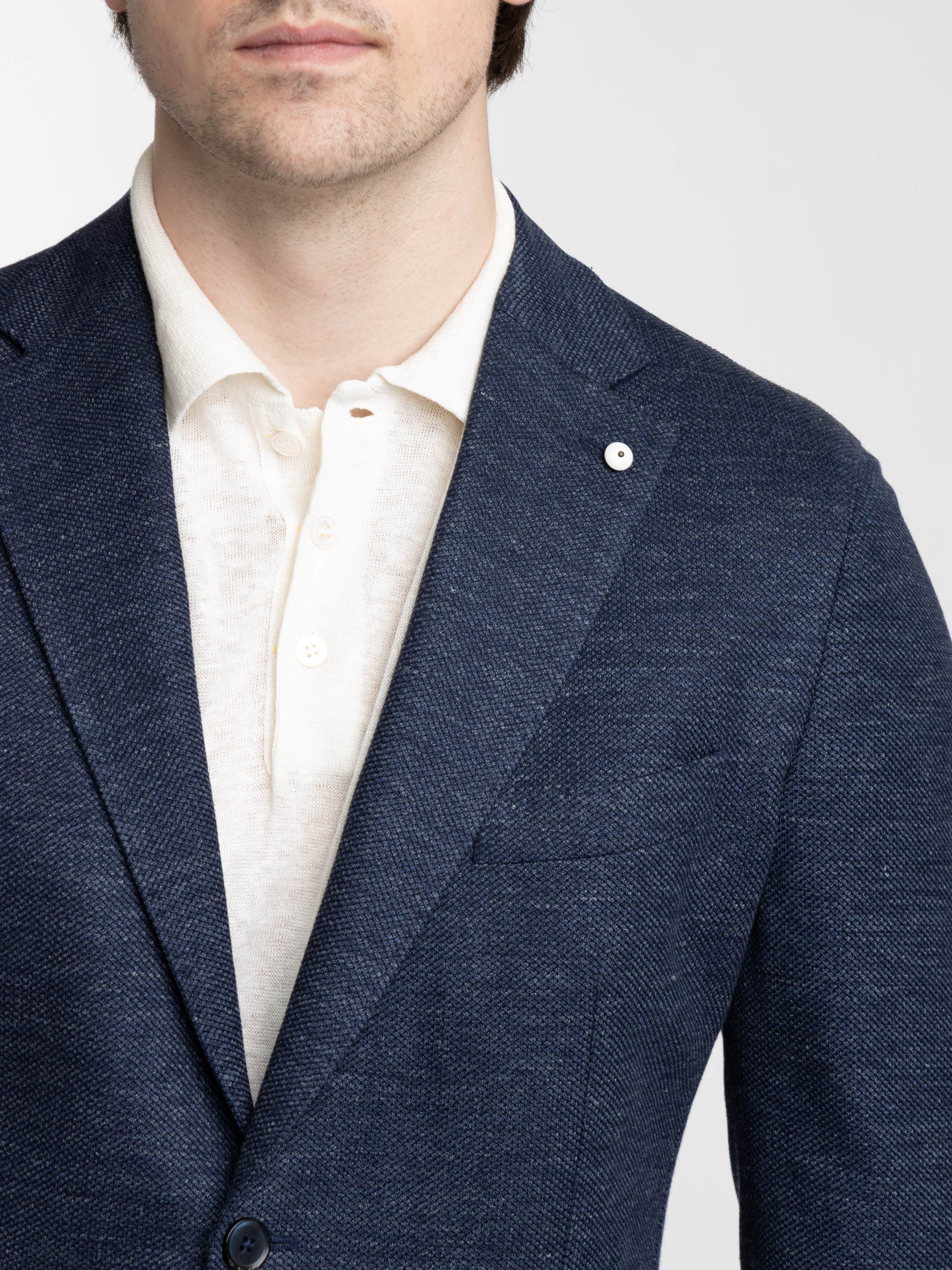 Blue Mélange Linen-Cotton Sport Jacket