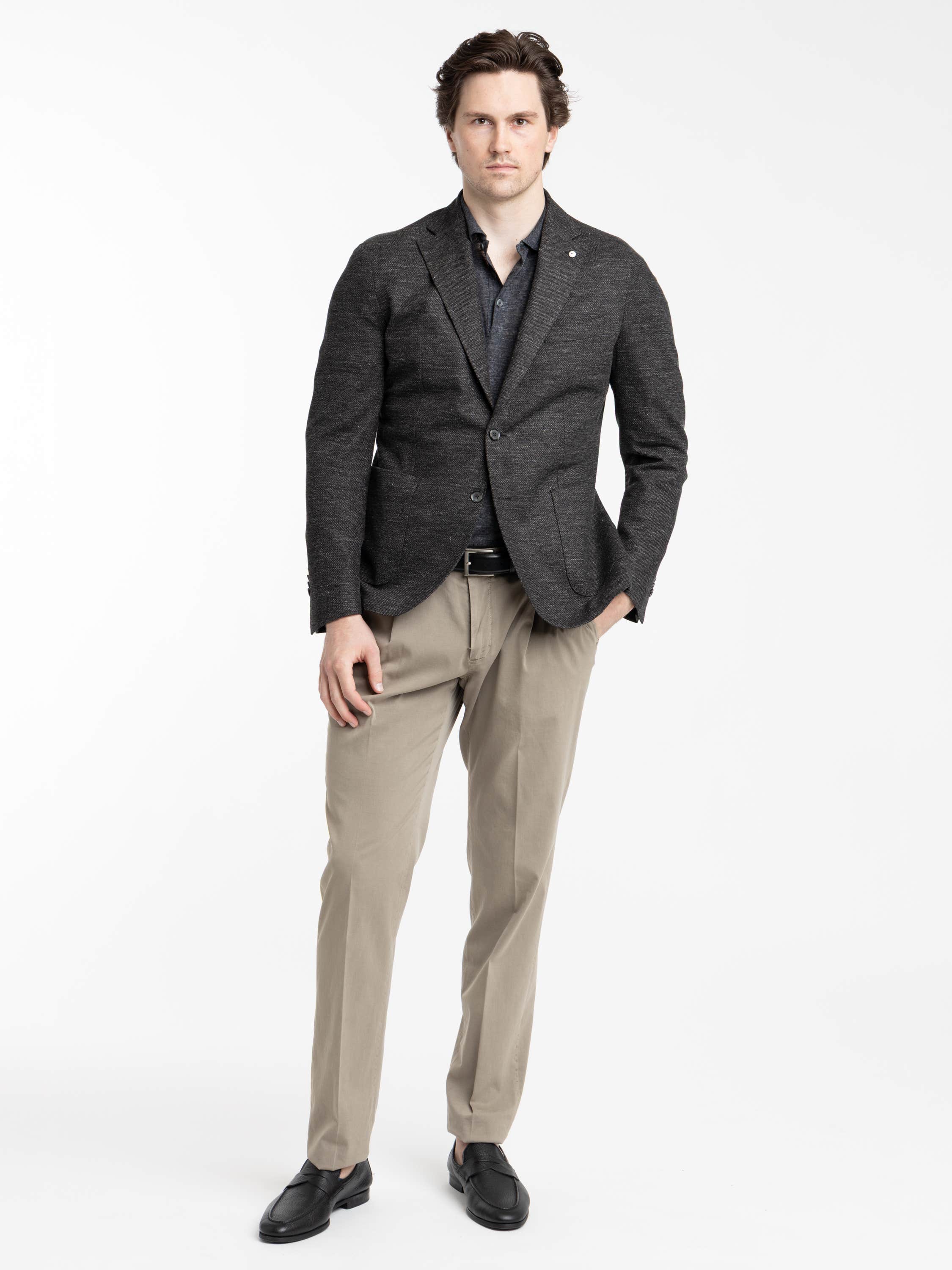 Dark Grey Mélange Linen-Cotton Sport Jacket