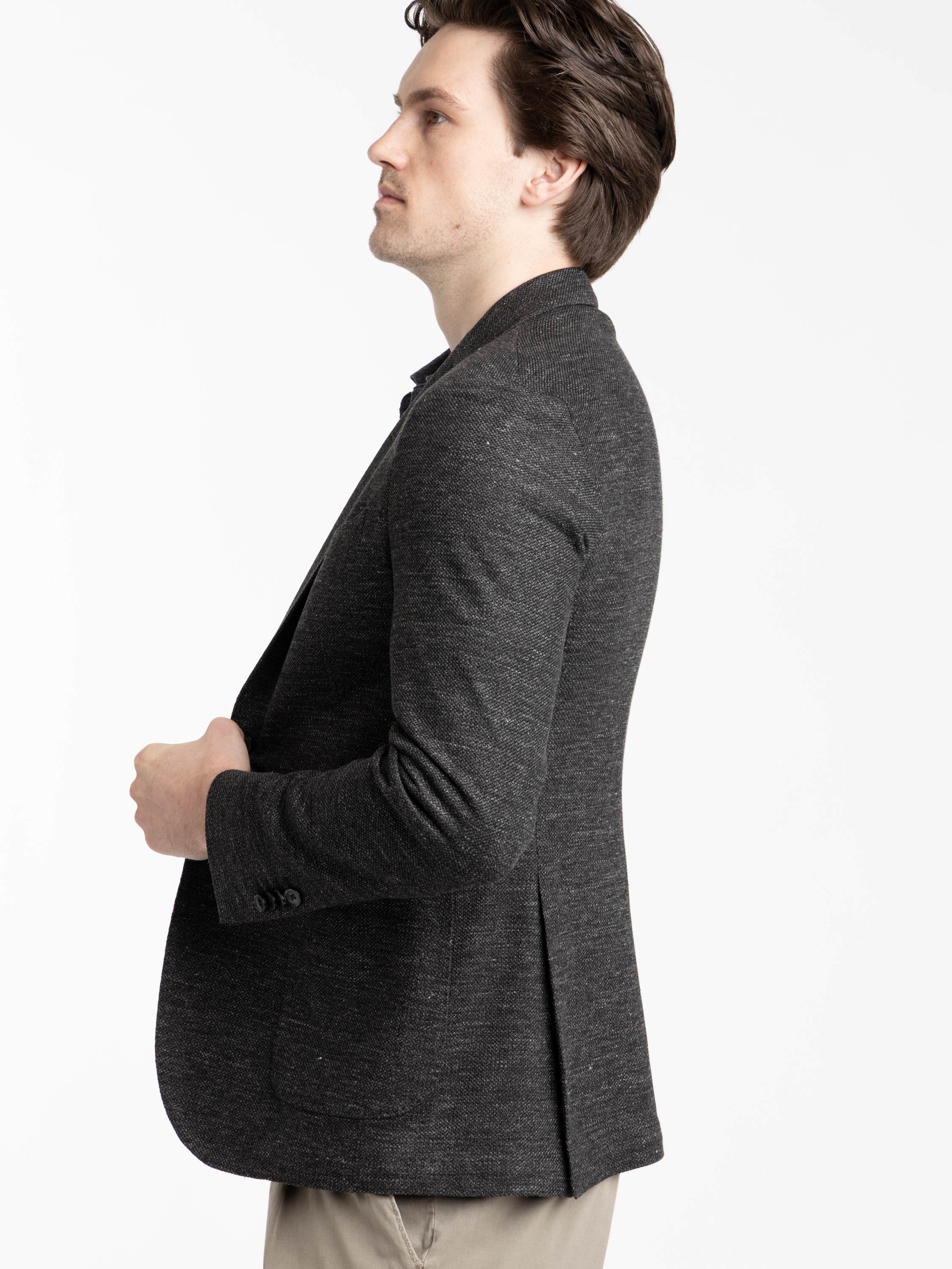 Dark Grey Mélange Linen-Cotton Sport Jacket
